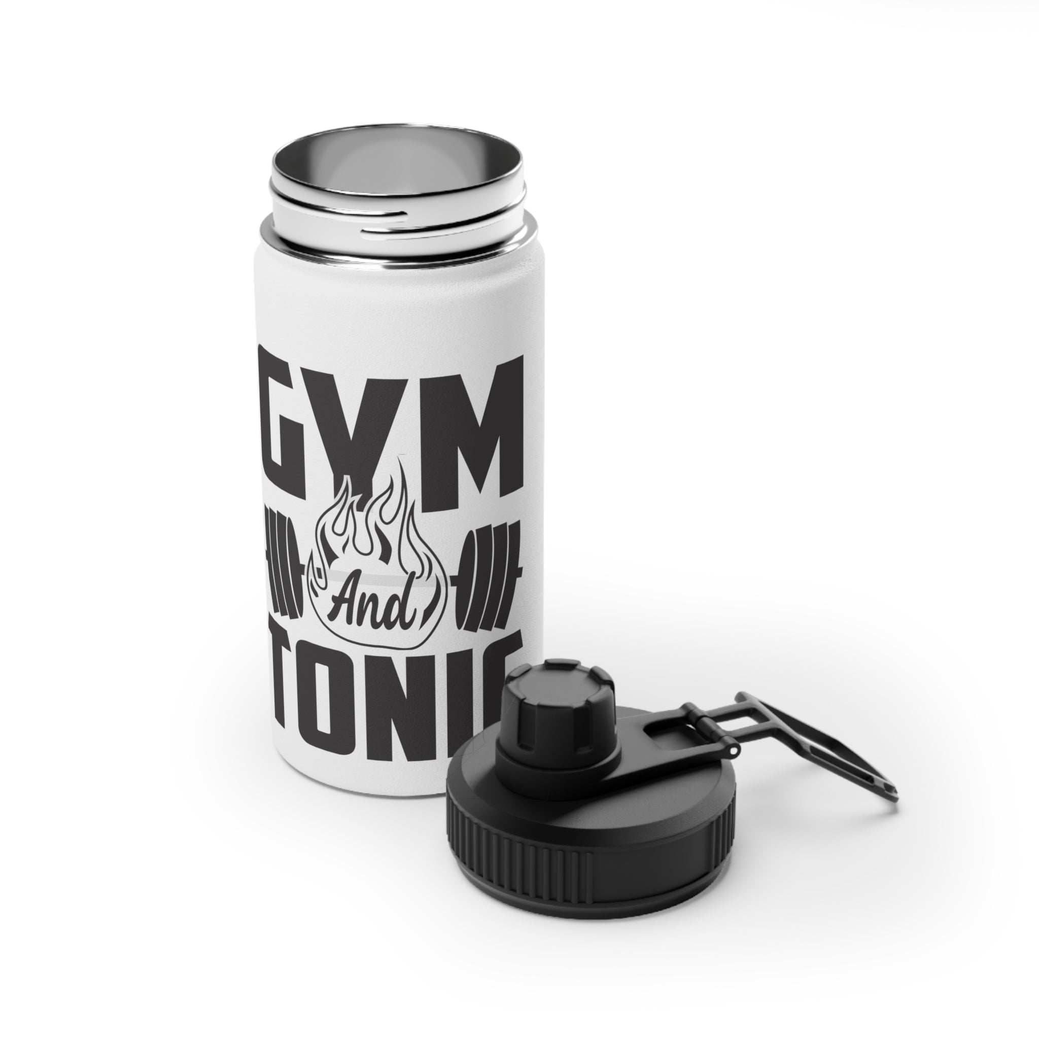 Gym & Tonic Stainless Steel Water Bottle — Sports Lid, Fitness Motivational Bottle