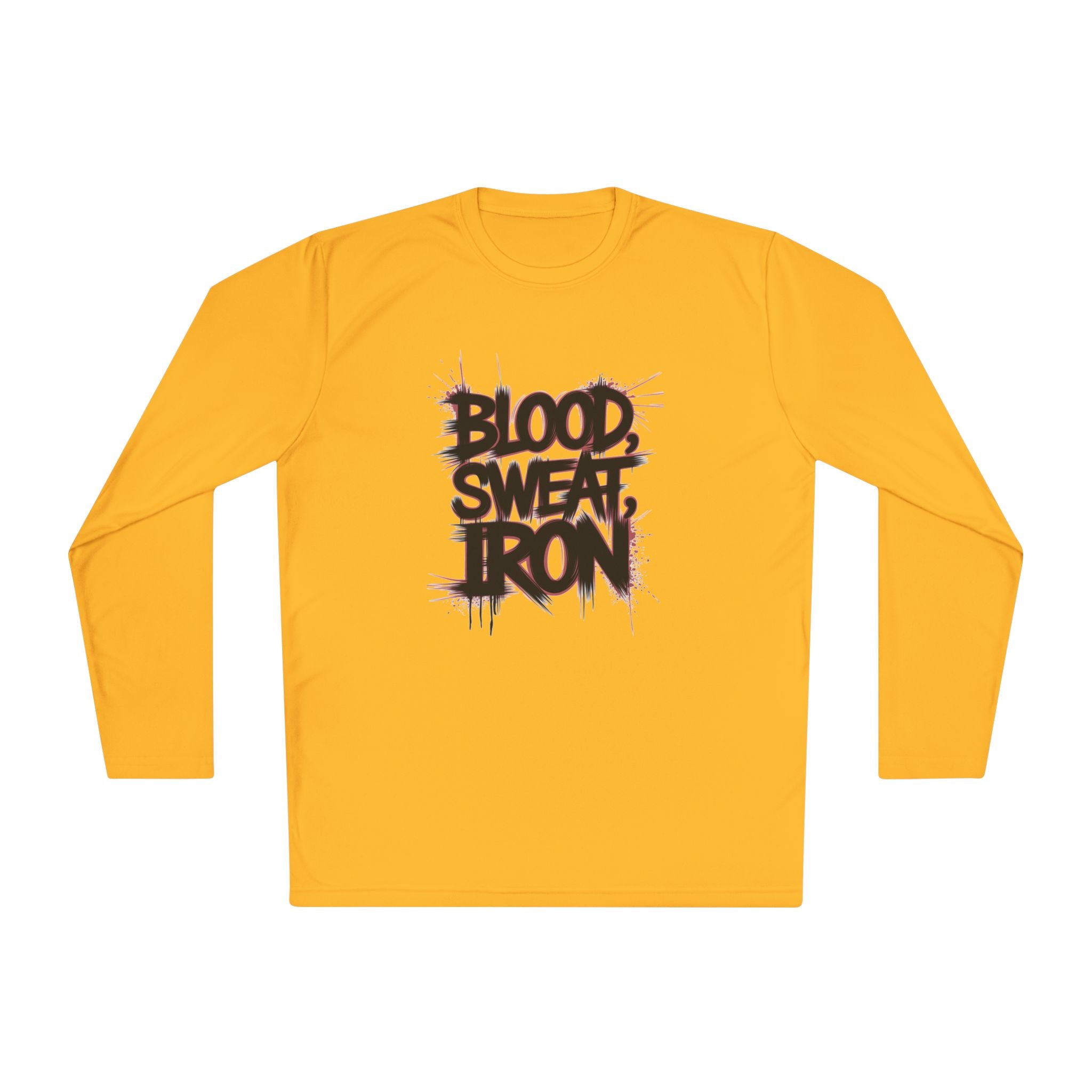 Long Sleeve Tee — "Blood Sweat Iron" Gym Workout Shirt