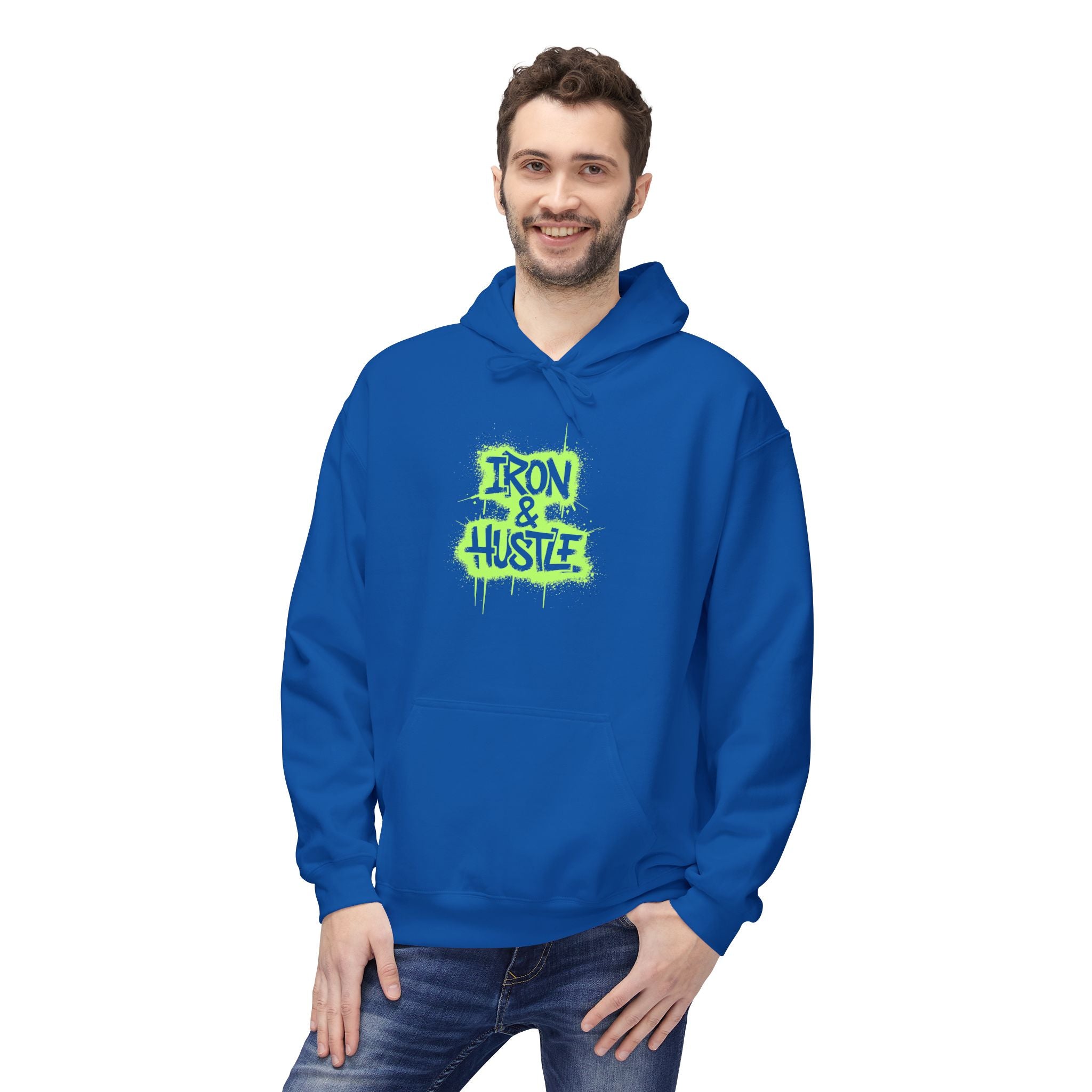 Neon Graffiti "Iron Heart" Hoodie — Streetwear Lightweight Pullover