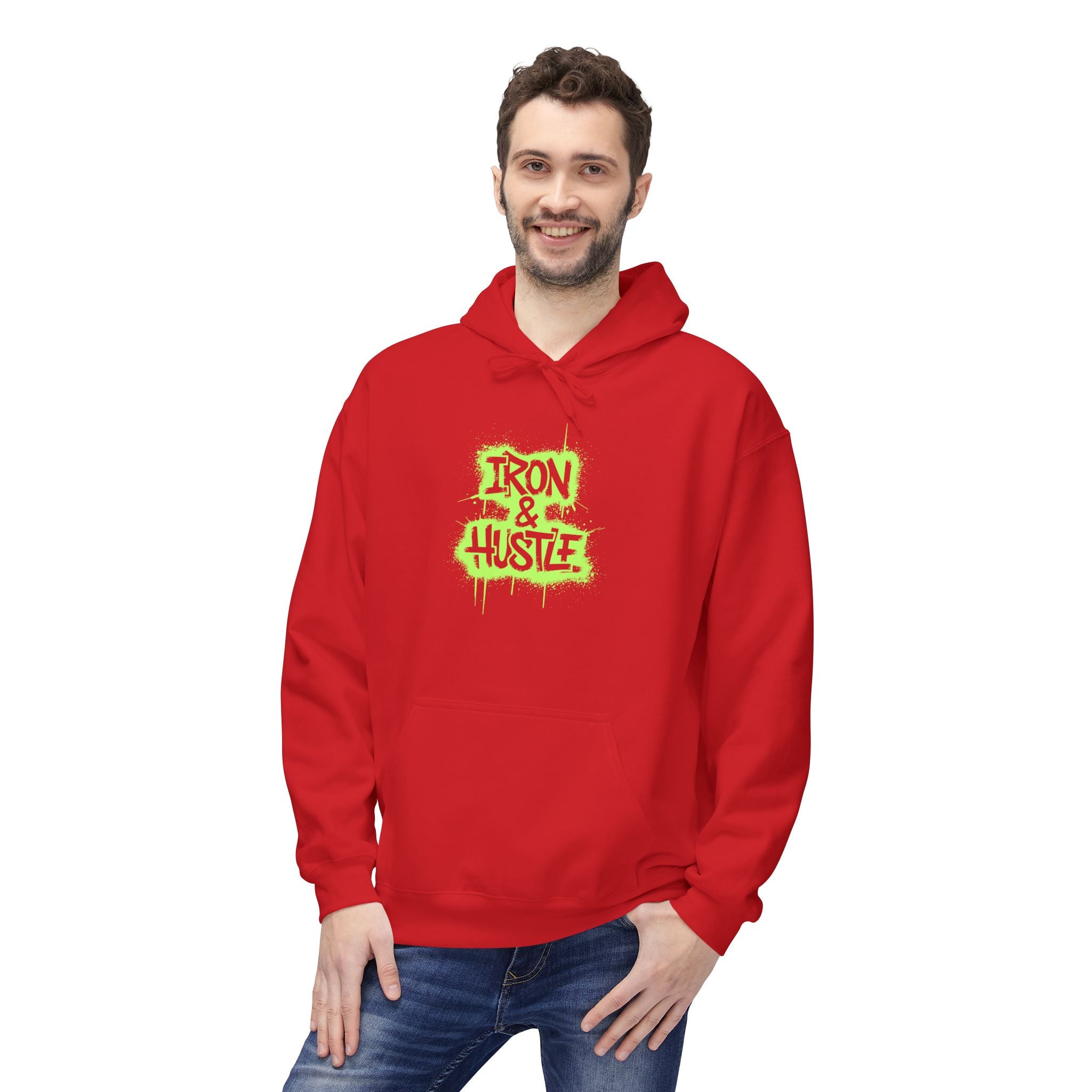 Neon Graffiti "Iron Heart" Hoodie — Streetwear Lightweight Pullover