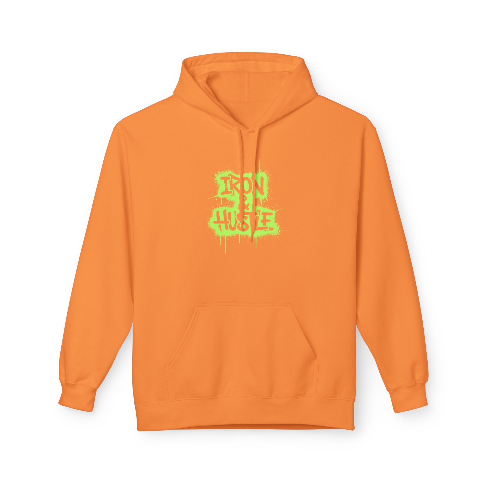 Neon Graffiti "Iron Heart" Hoodie — Streetwear Lightweight Pullover