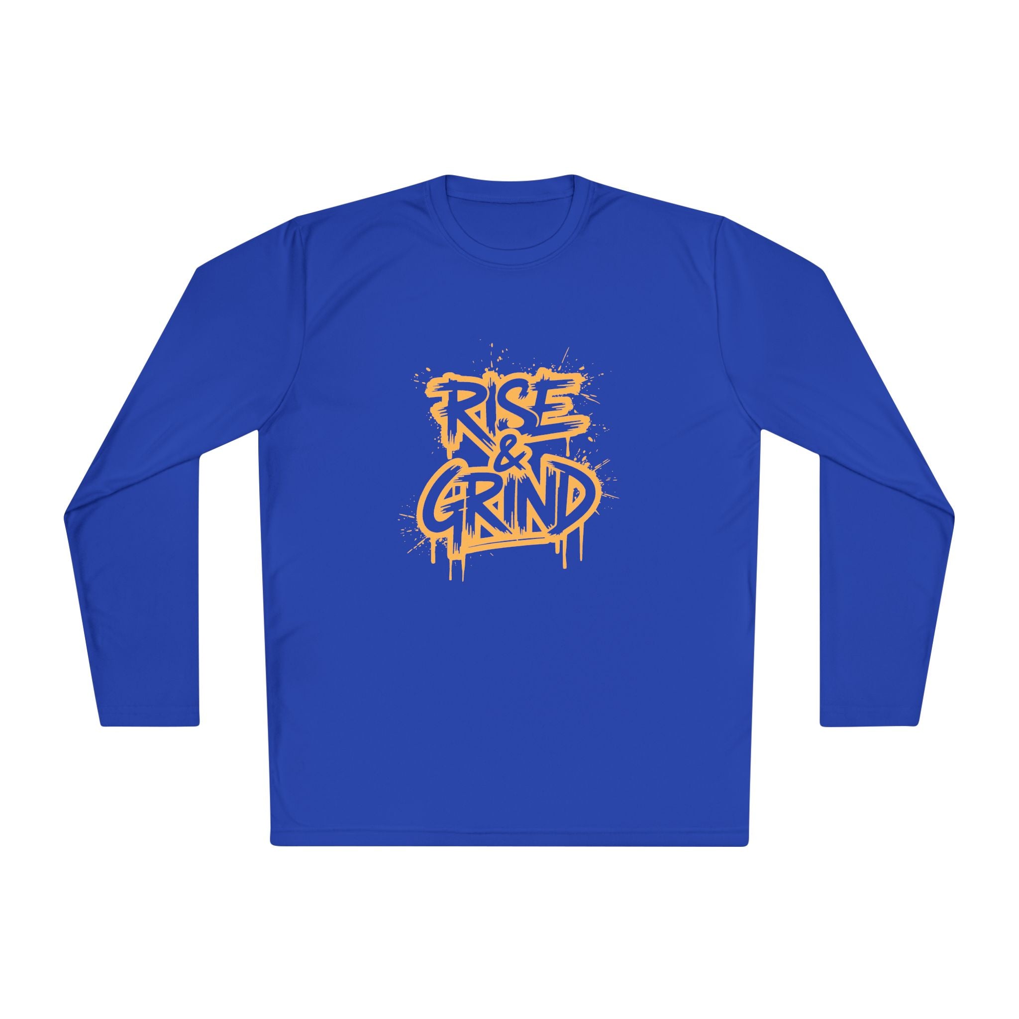 Rise & Grind Long Sleeve Tee — Retro Graffiti Motivational Shirt