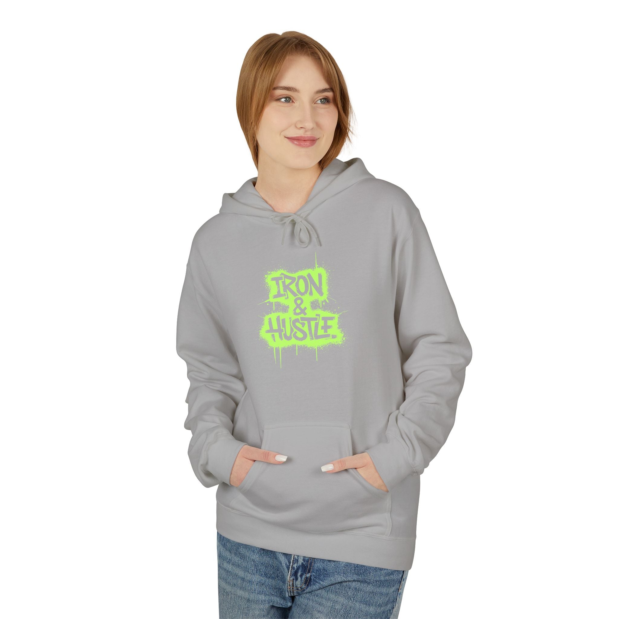 Neon Graffiti "Iron Heart" Hoodie — Streetwear Lightweight Pullover