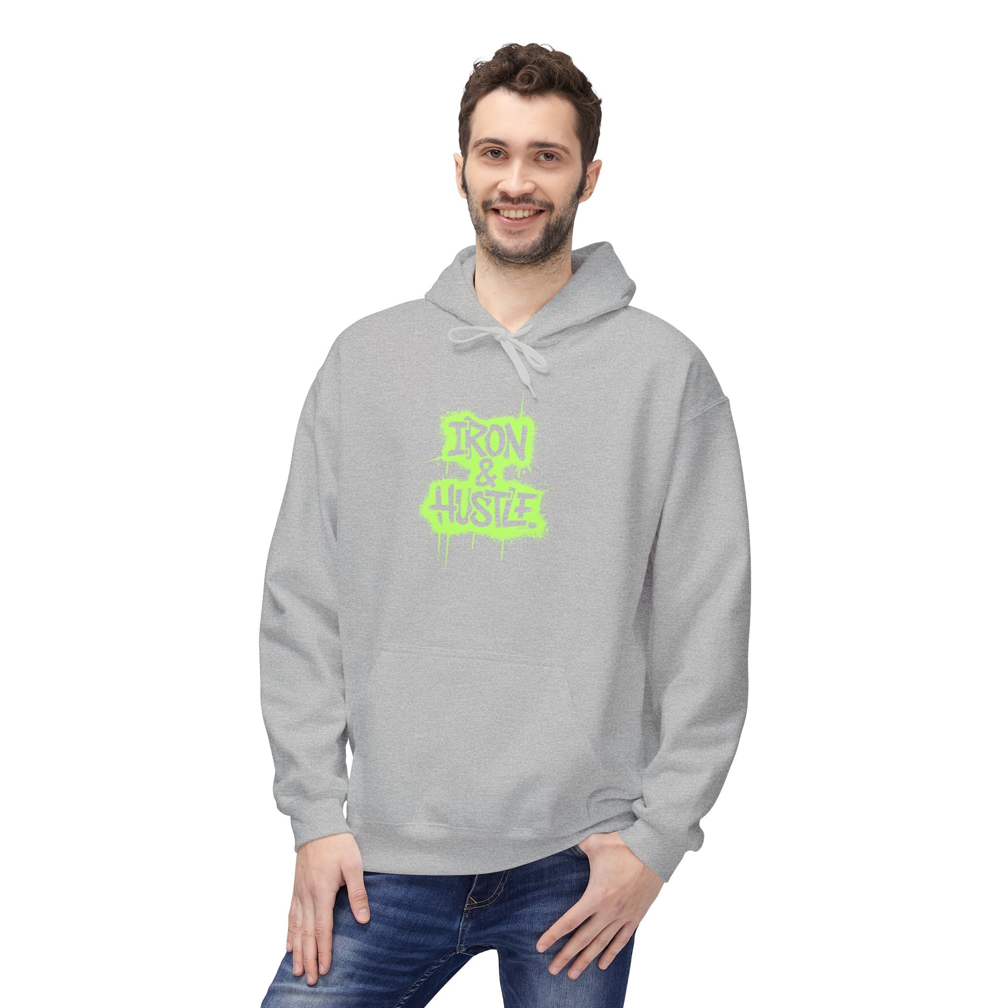 Neon Graffiti "Iron Heart" Hoodie — Streetwear Lightweight Pullover
