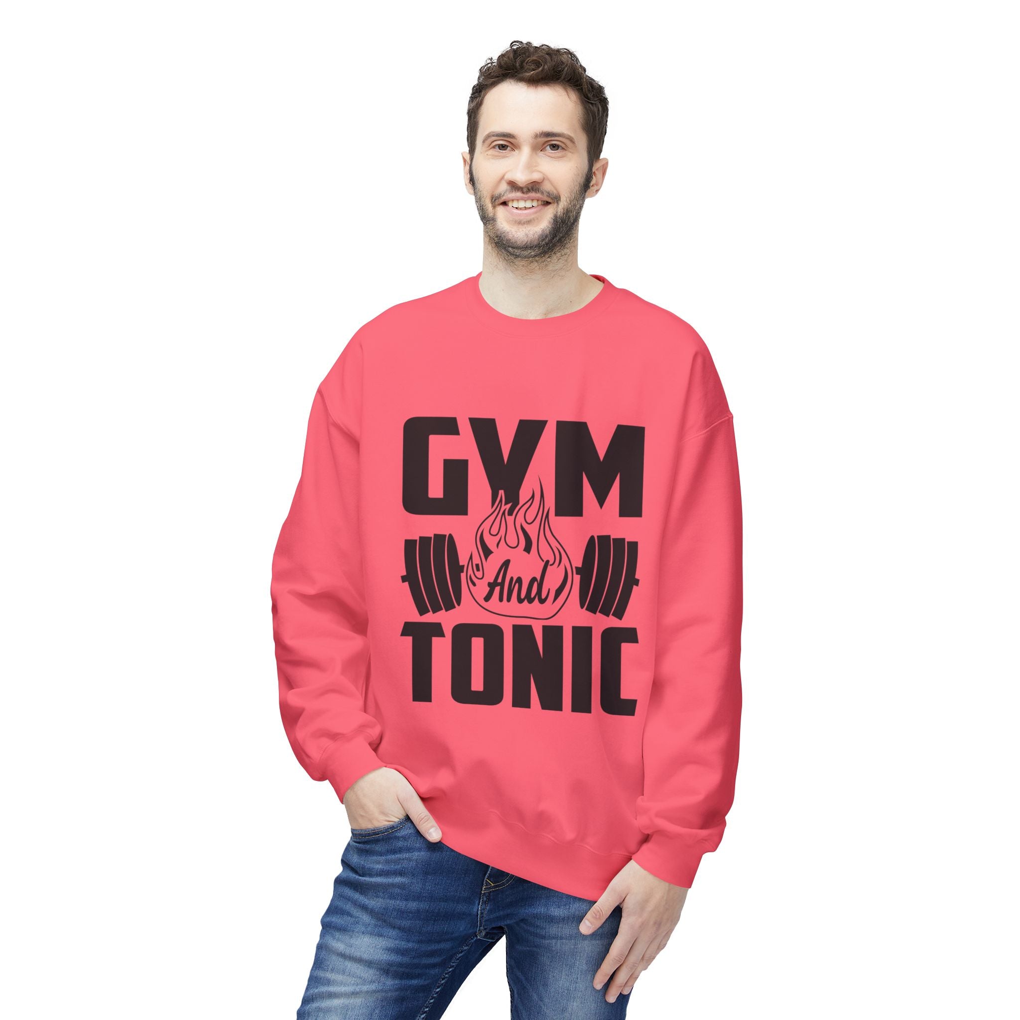 Gym and Tonic Sweatshirt | Fitness Barbell Graphic Crewneck