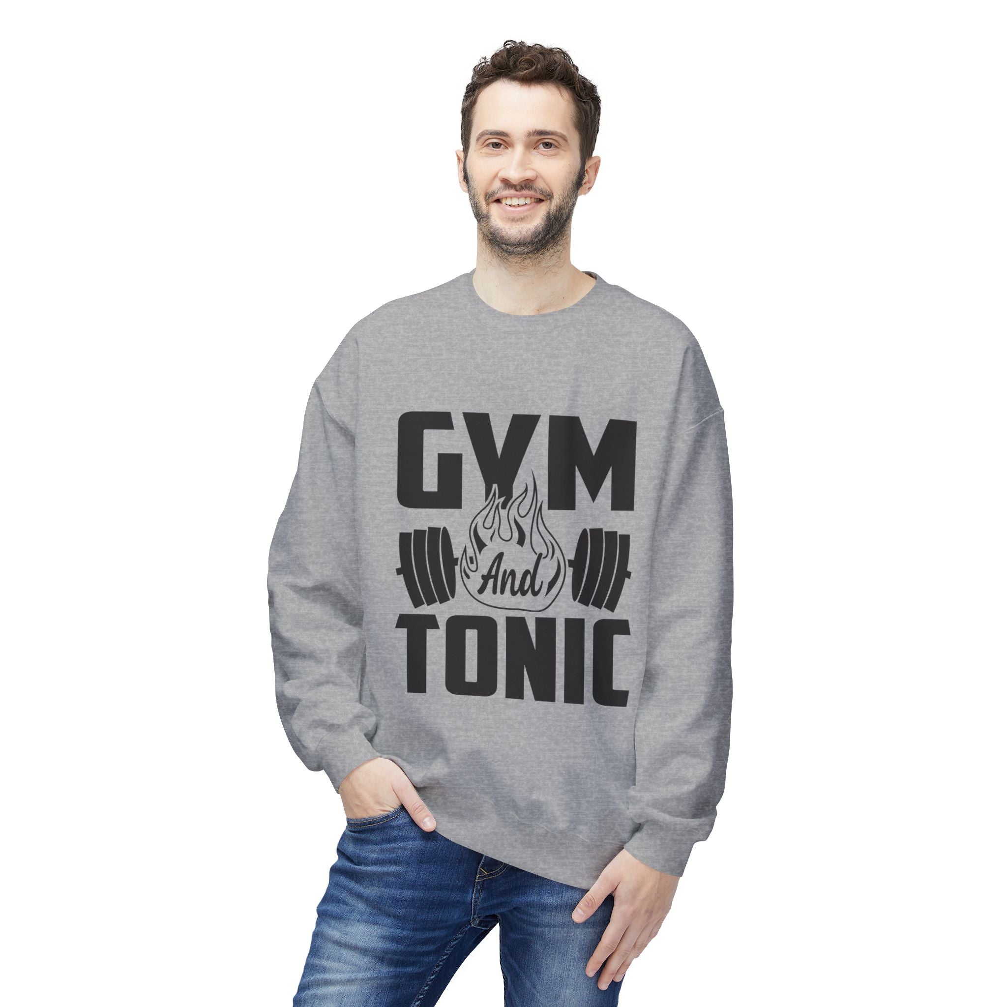 Gym and Tonic Sweatshirt | Fitness Barbell Graphic Crewneck