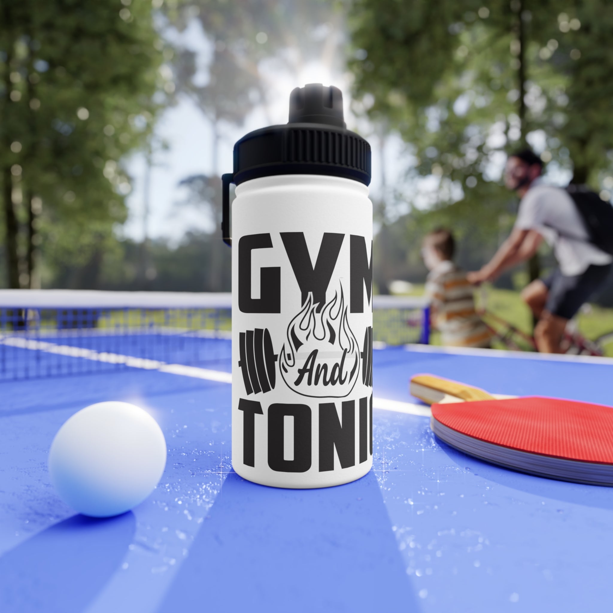 Gym & Tonic Stainless Steel Water Bottle — Sports Lid, Fitness Motivational Bottle