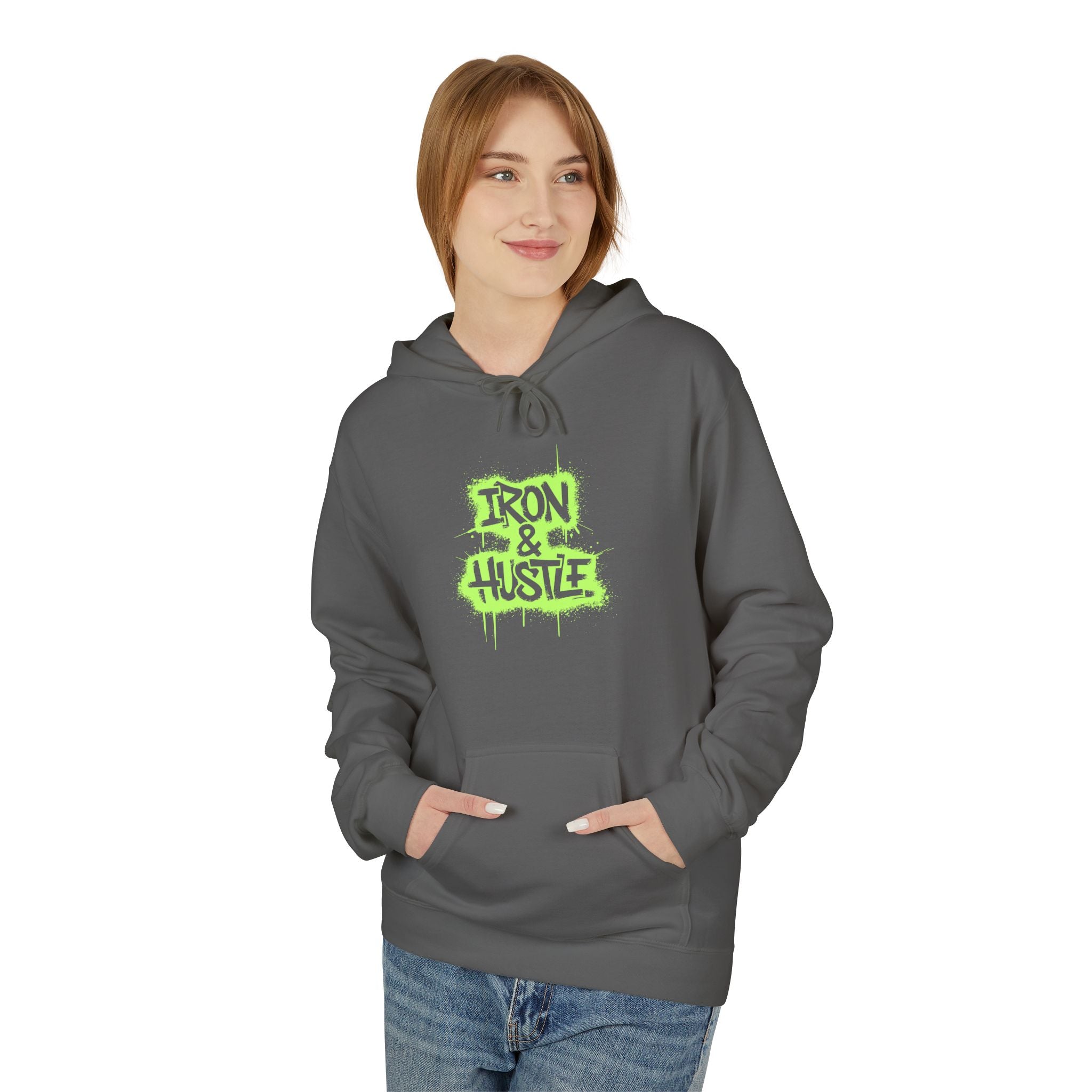 Neon Graffiti "Iron Heart" Hoodie — Streetwear Lightweight Pullover