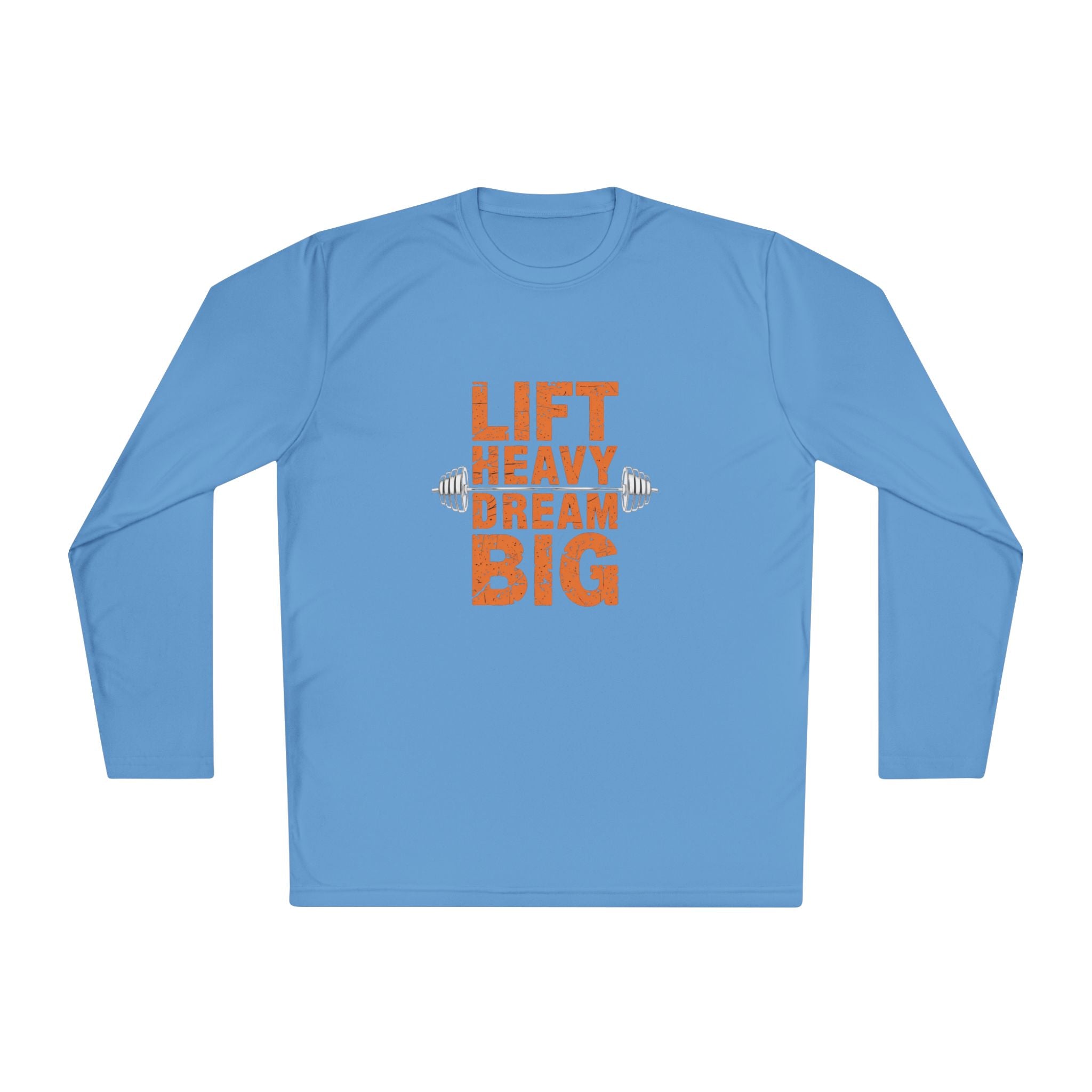 Long Sleeve Tee — "Lift Heavy Dream Big" Motivational Gym Shirt