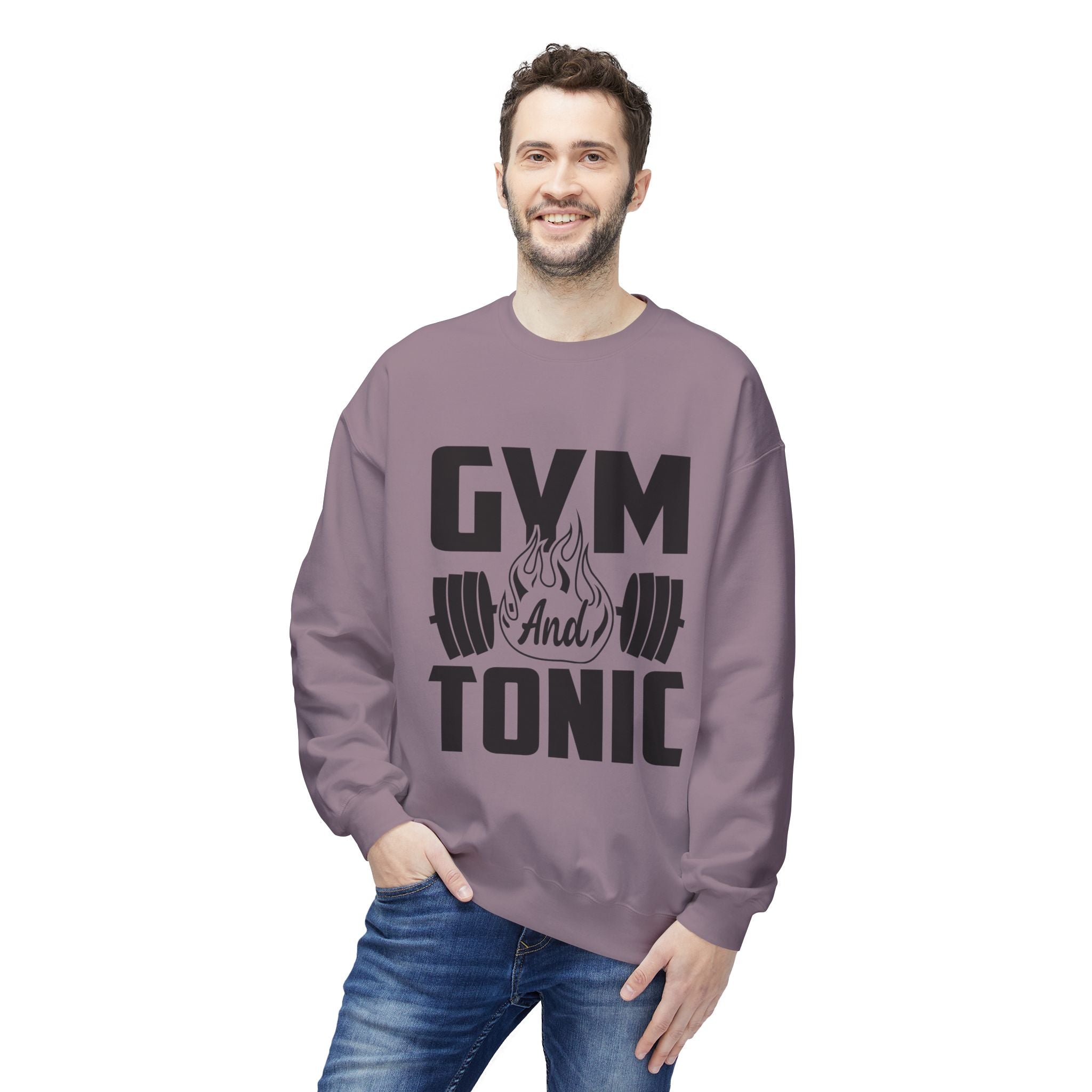 Gym and Tonic Sweatshirt | Fitness Barbell Graphic Crewneck