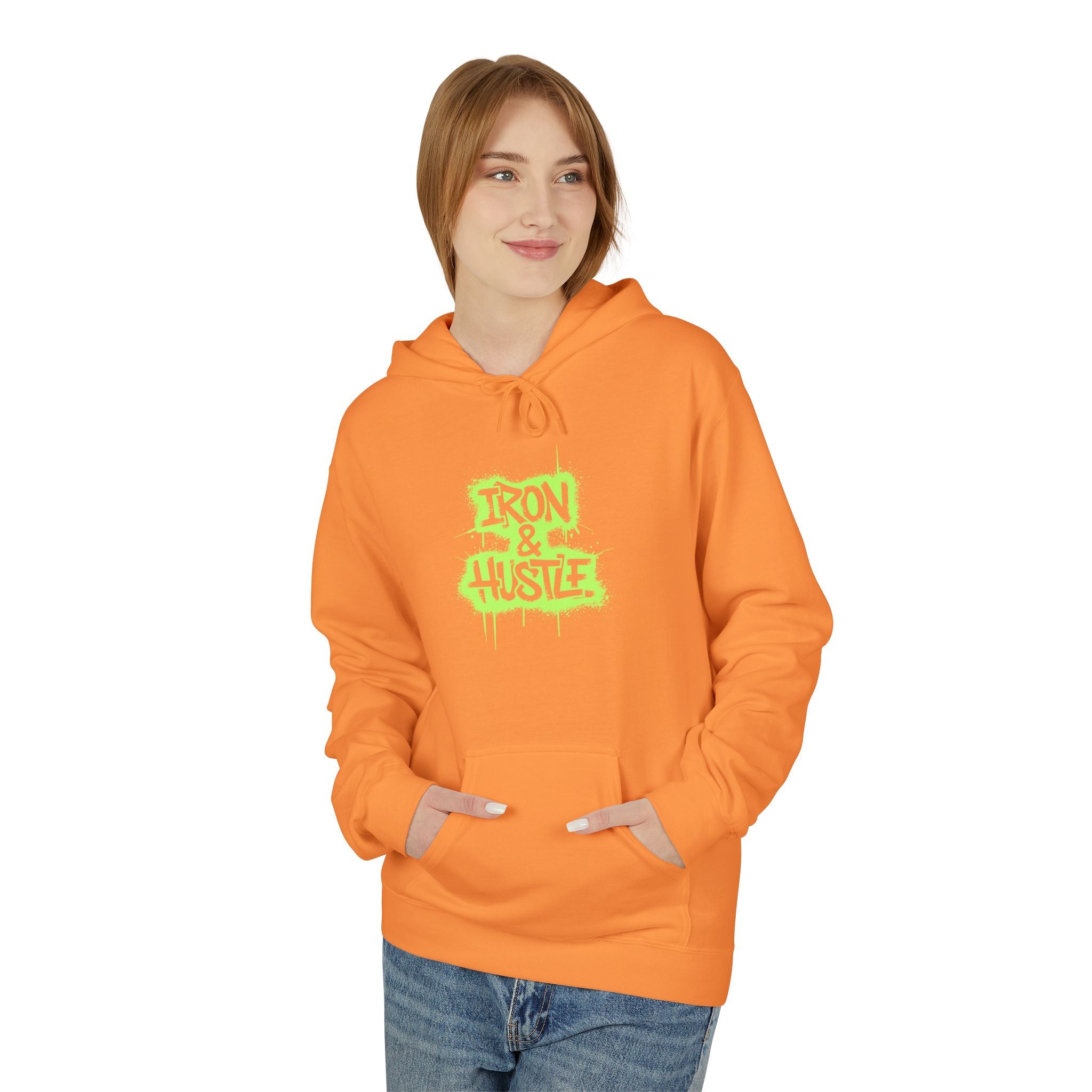 Neon Graffiti "Iron Heart" Hoodie — Streetwear Lightweight Pullover