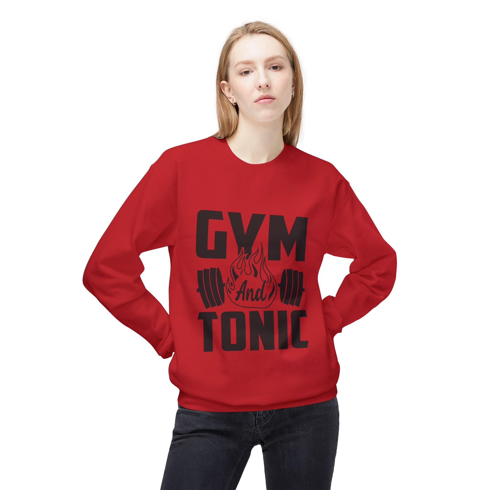 Gym and Tonic Sweatshirt | Fitness Barbell Graphic Crewneck