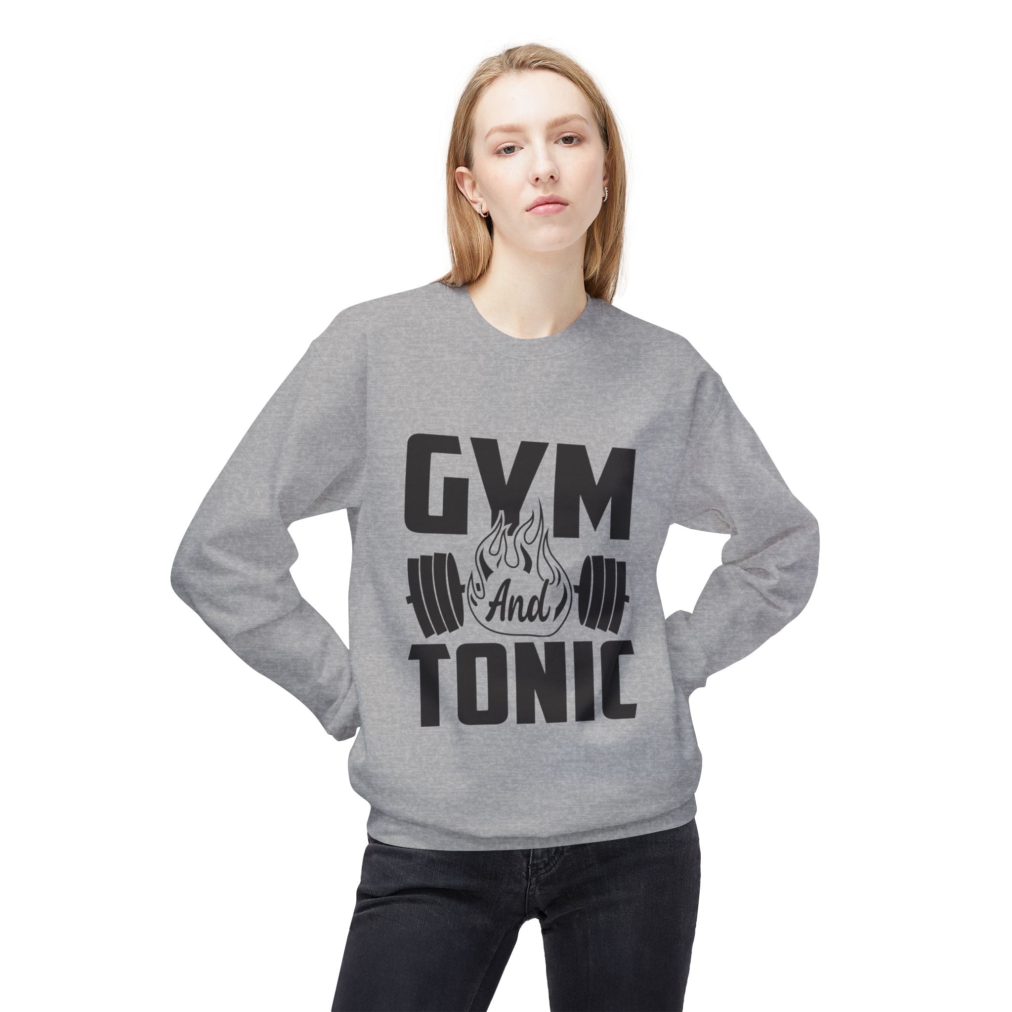 Gym and Tonic Sweatshirt | Fitness Barbell Graphic Crewneck