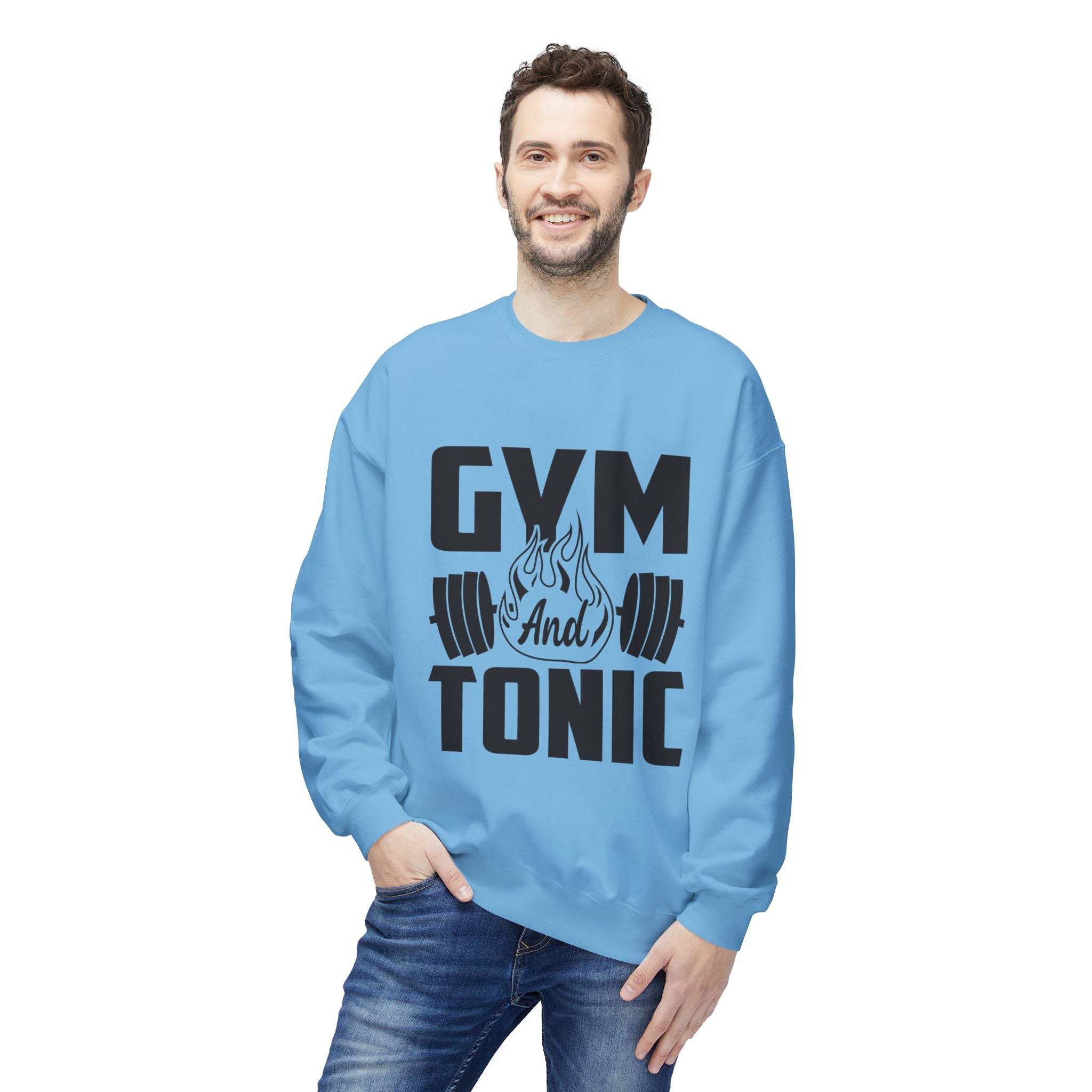 Gym and Tonic Sweatshirt | Fitness Barbell Graphic Crewneck