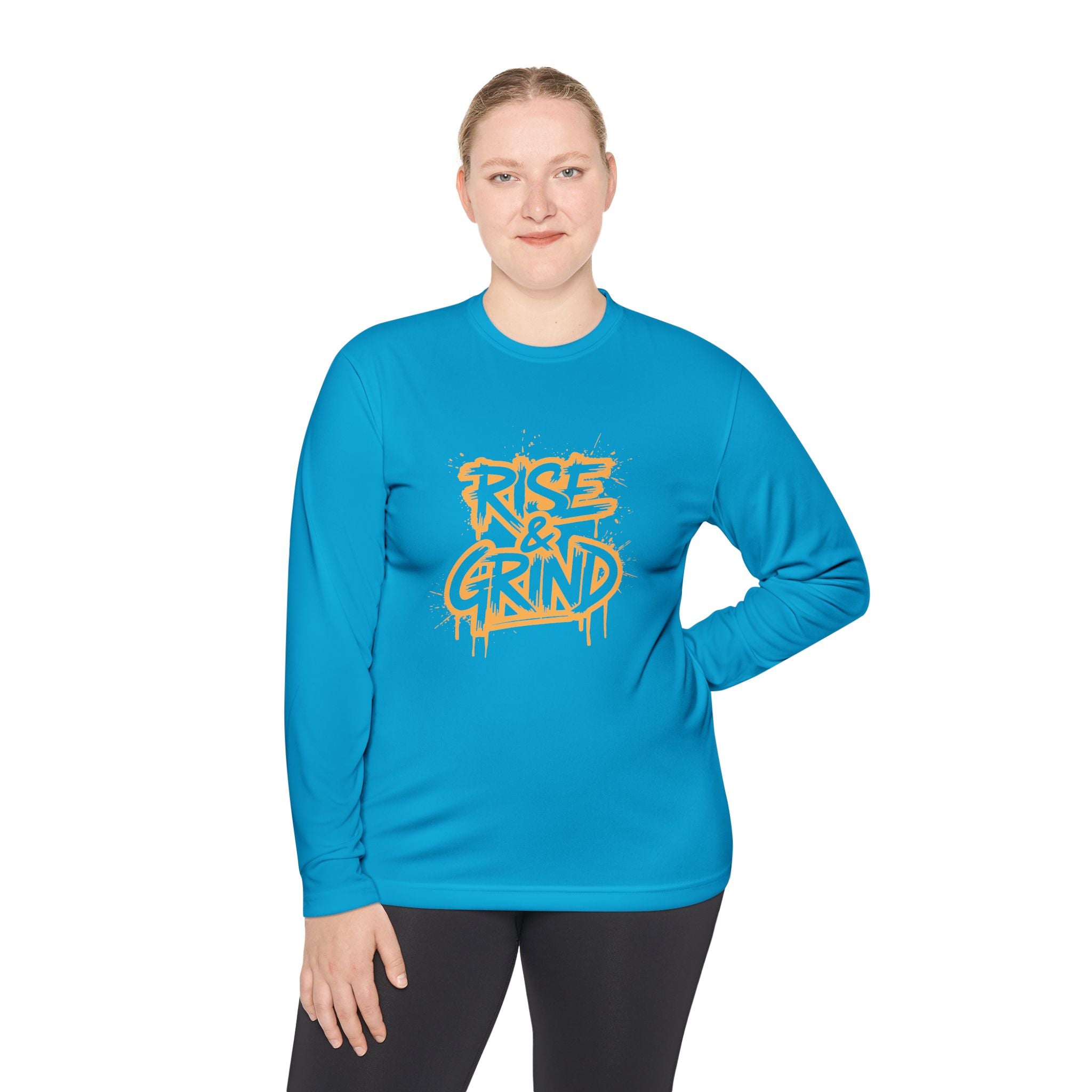 Rise & Grind Long Sleeve Tee — Retro Graffiti Motivational Shirt