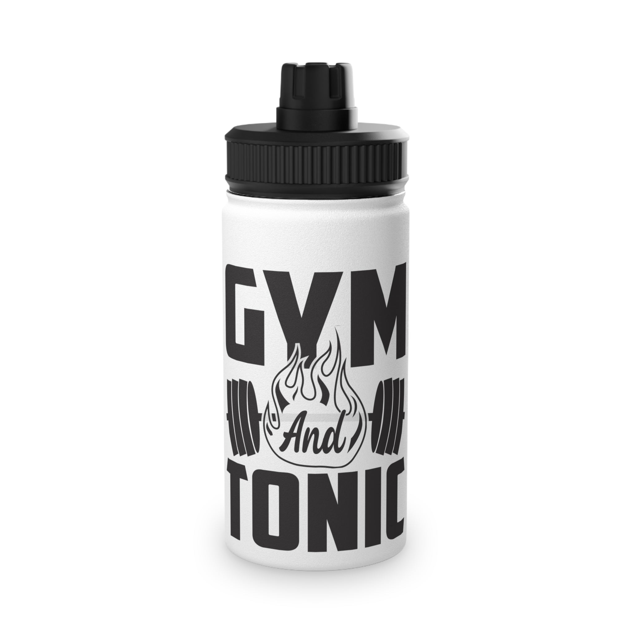 Gym & Tonic Stainless Steel Water Bottle — Sports Lid, Fitness Motivational Bottle
