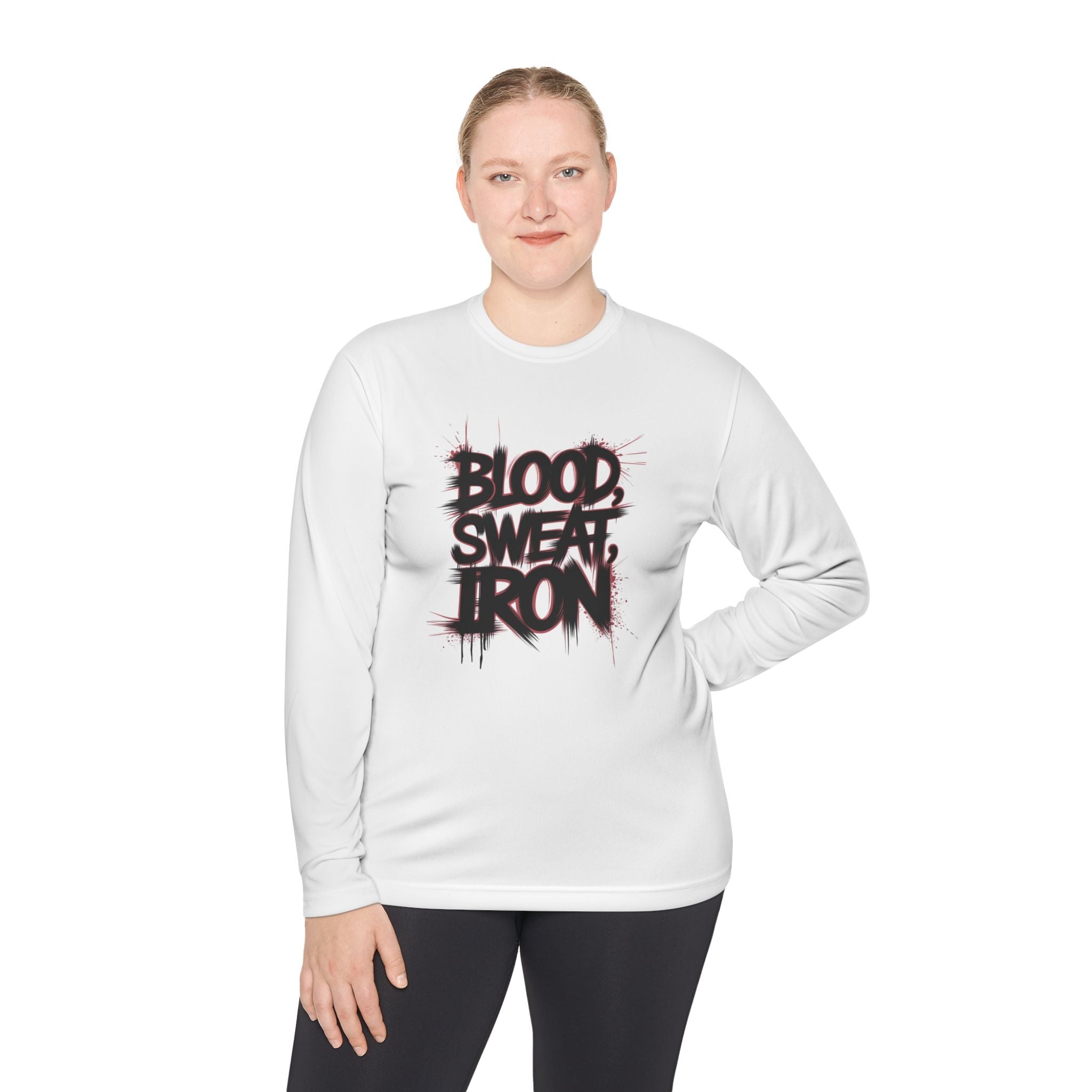 Long Sleeve Tee — "Blood Sweat Iron" Gym Workout Shirt
