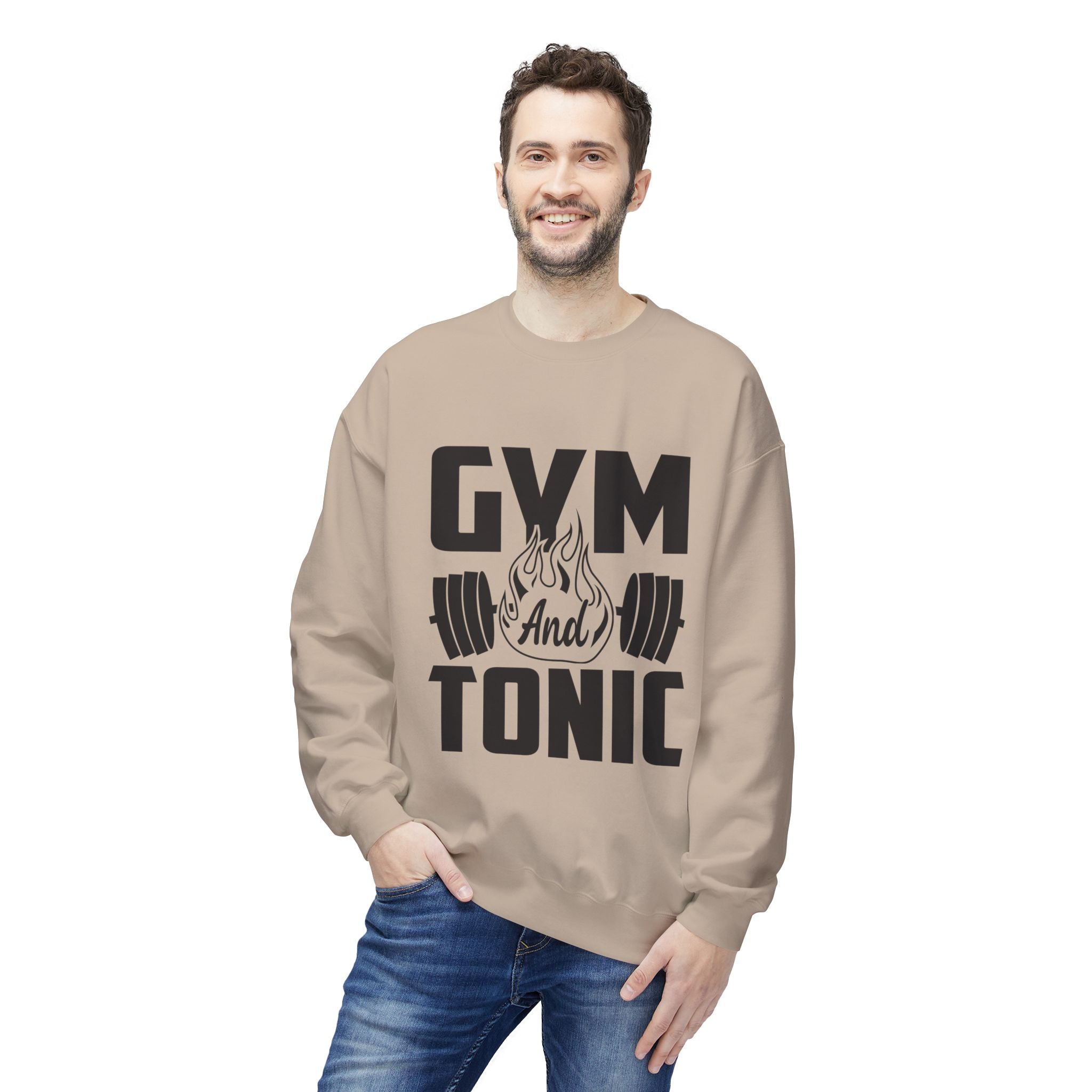 Gym and Tonic Sweatshirt | Fitness Barbell Graphic Crewneck