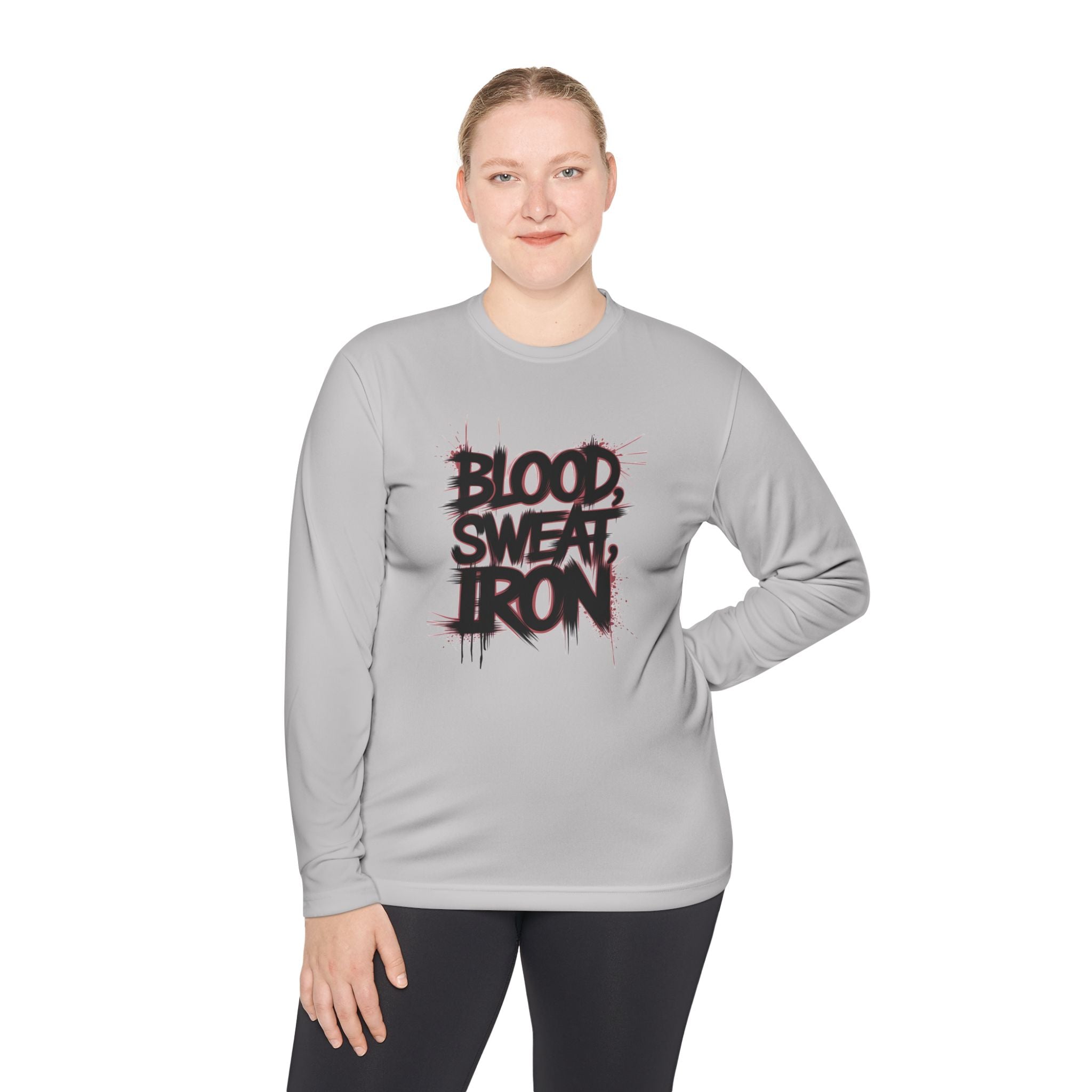 Long Sleeve Tee — "Blood Sweat Iron" Gym Workout Shirt