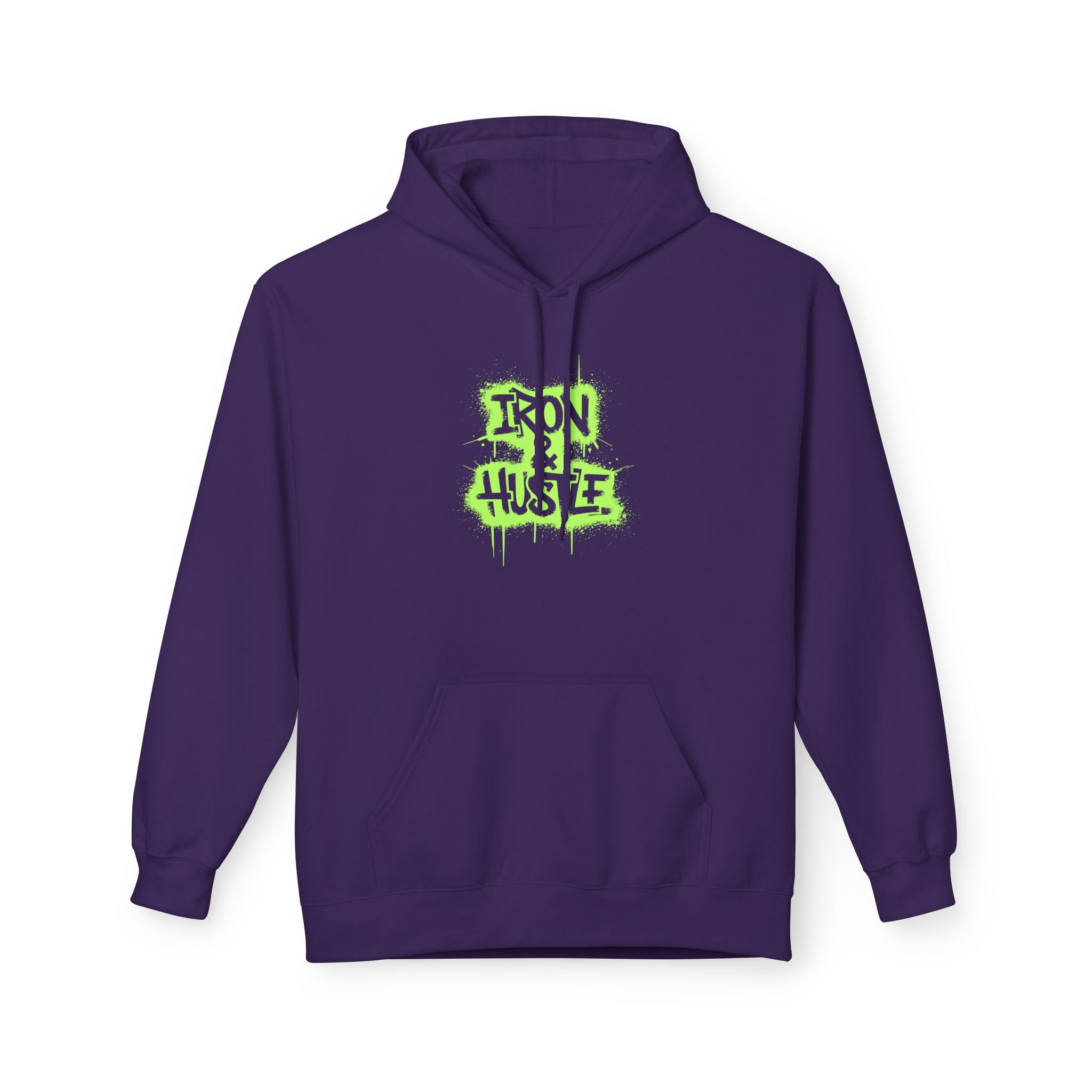 Neon Graffiti "Iron Heart" Hoodie — Streetwear Lightweight Pullover