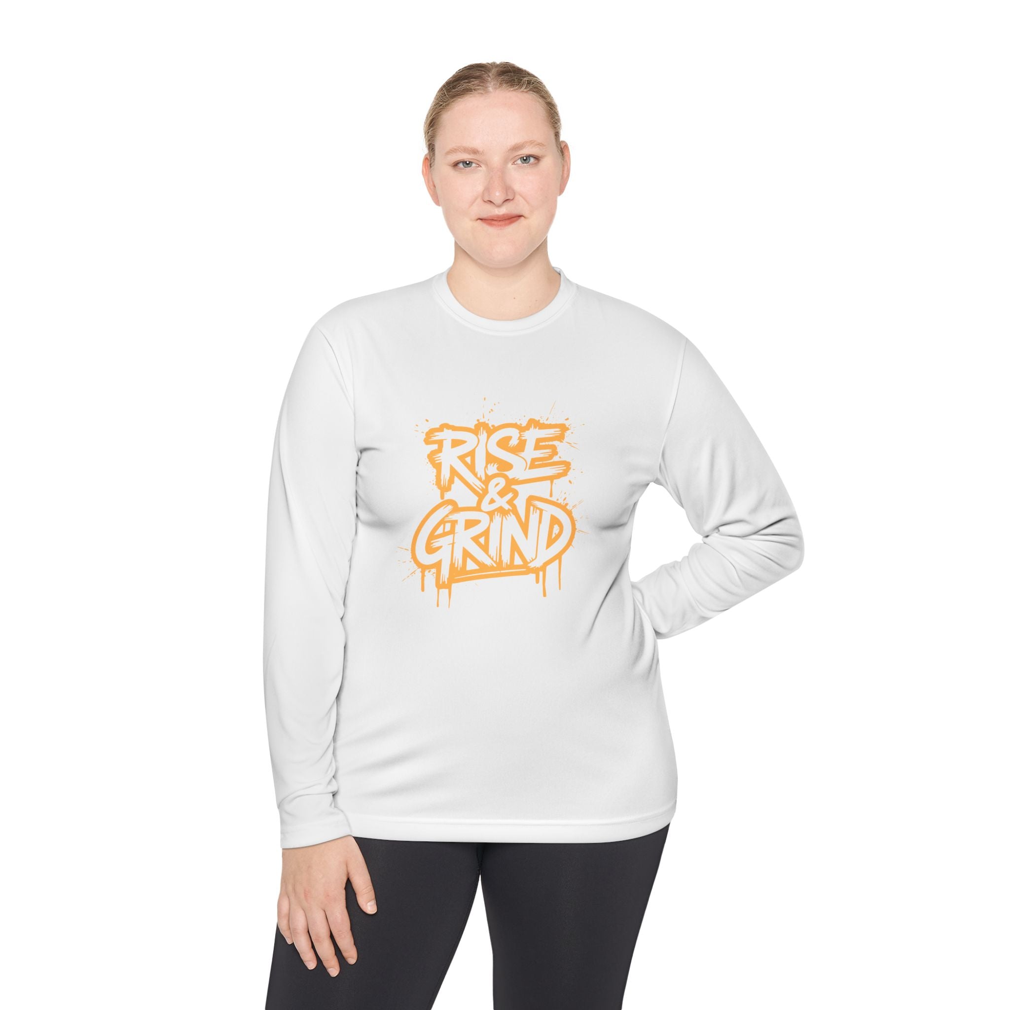 Rise & Grind Long Sleeve Tee — Retro Graffiti Motivational Shirt