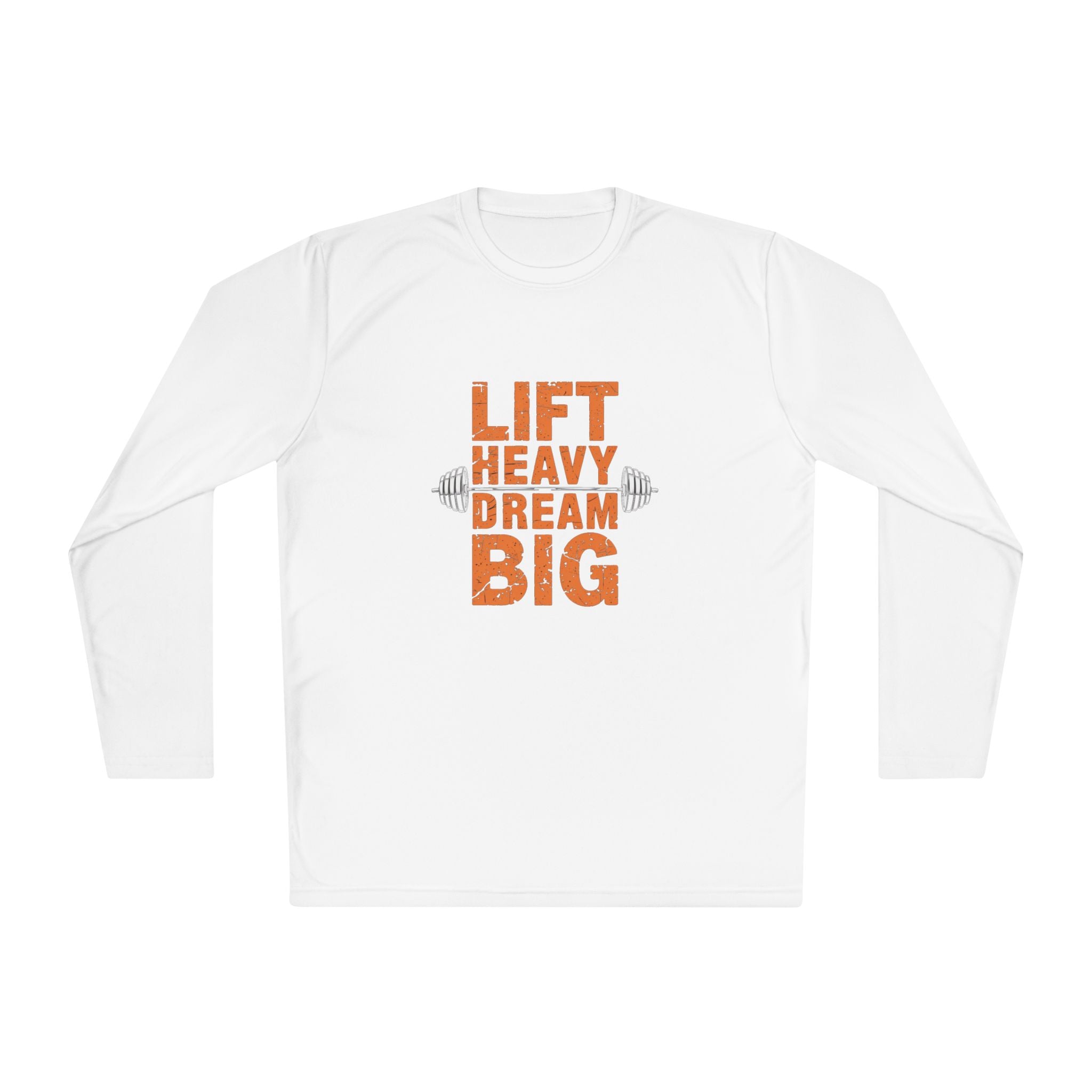 Long Sleeve Tee — "Lift Heavy Dream Big" Motivational Gym Shirt