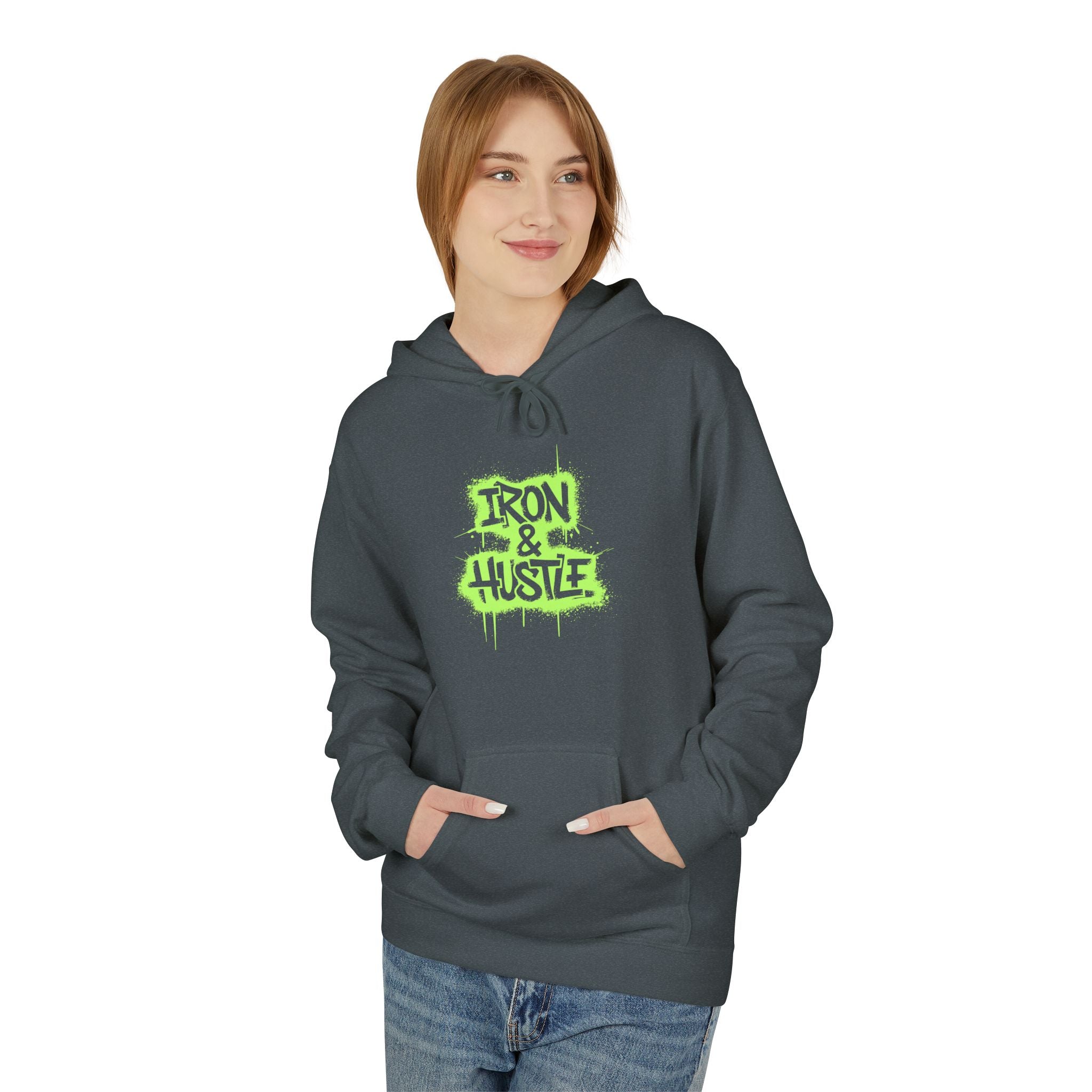 Neon Graffiti "Iron Heart" Hoodie — Streetwear Lightweight Pullover