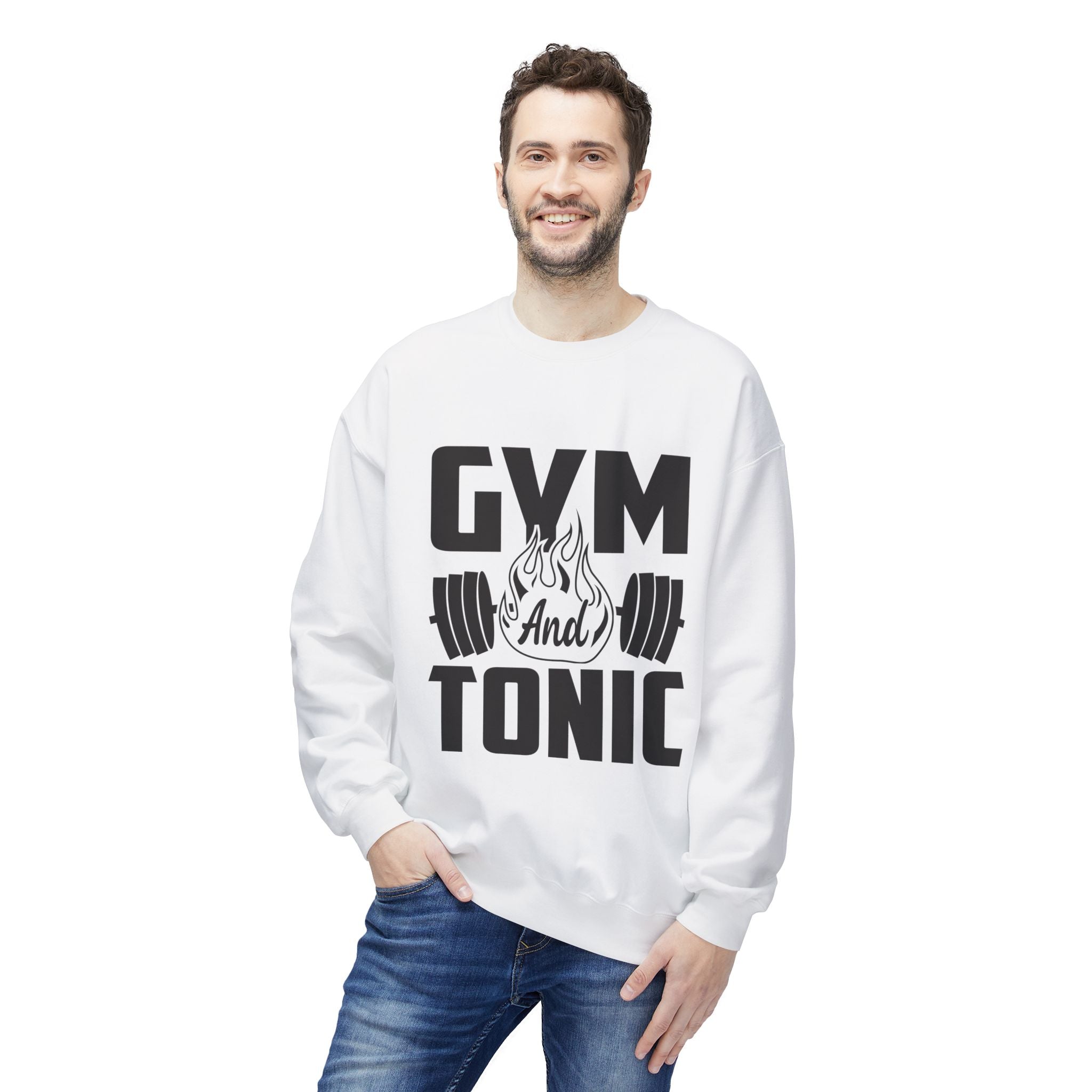Gym and Tonic Sweatshirt | Fitness Barbell Graphic Crewneck