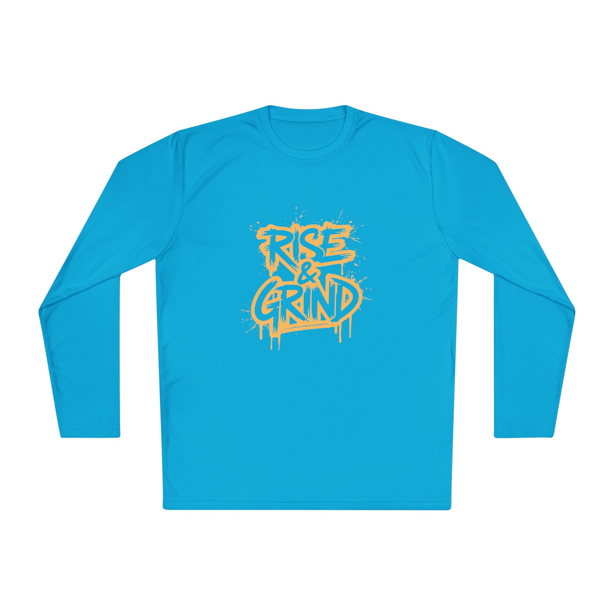 Rise & Grind Long Sleeve Tee — Retro Graffiti Motivational Shirt
