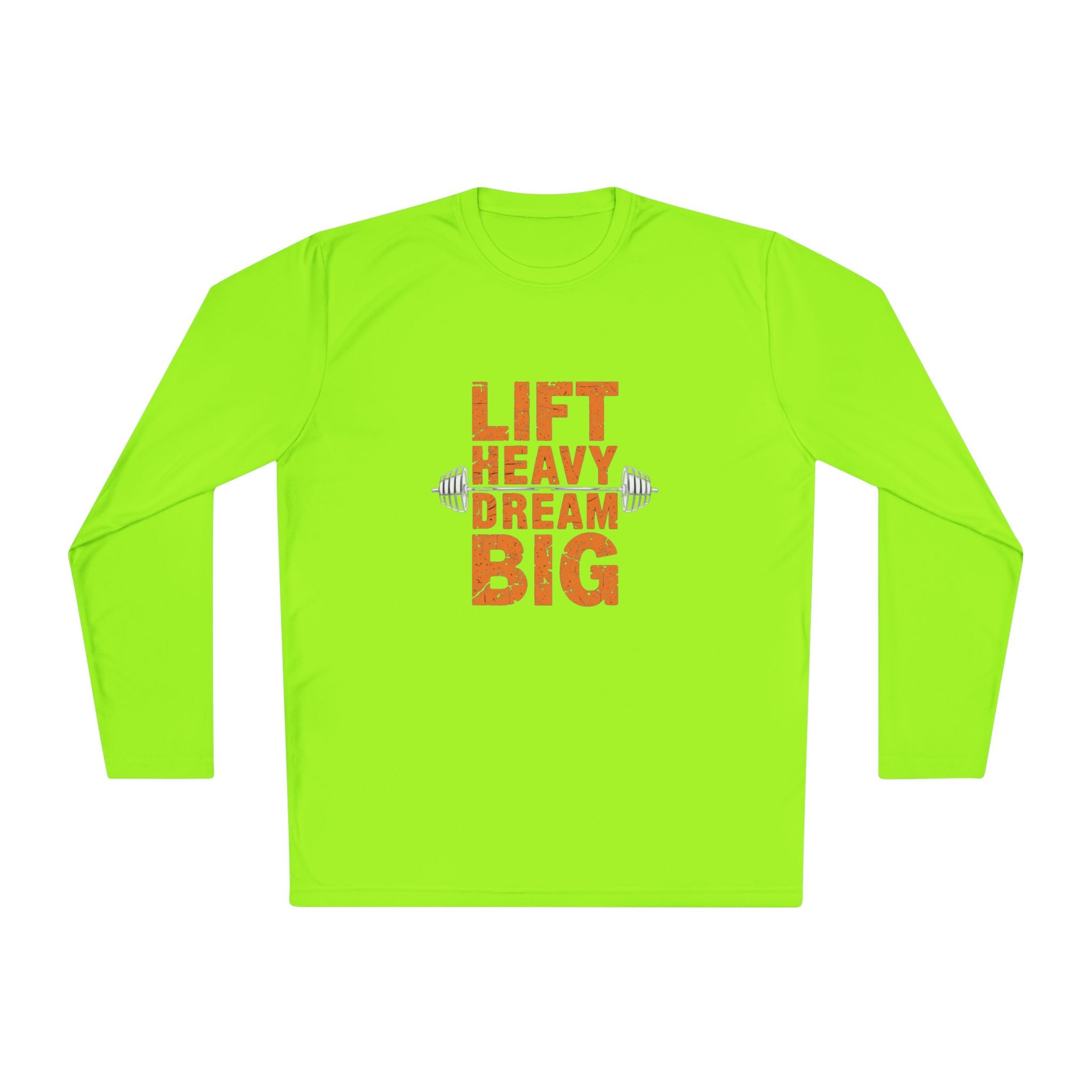 Long Sleeve Tee — "Lift Heavy Dream Big" Motivational Gym Shirt