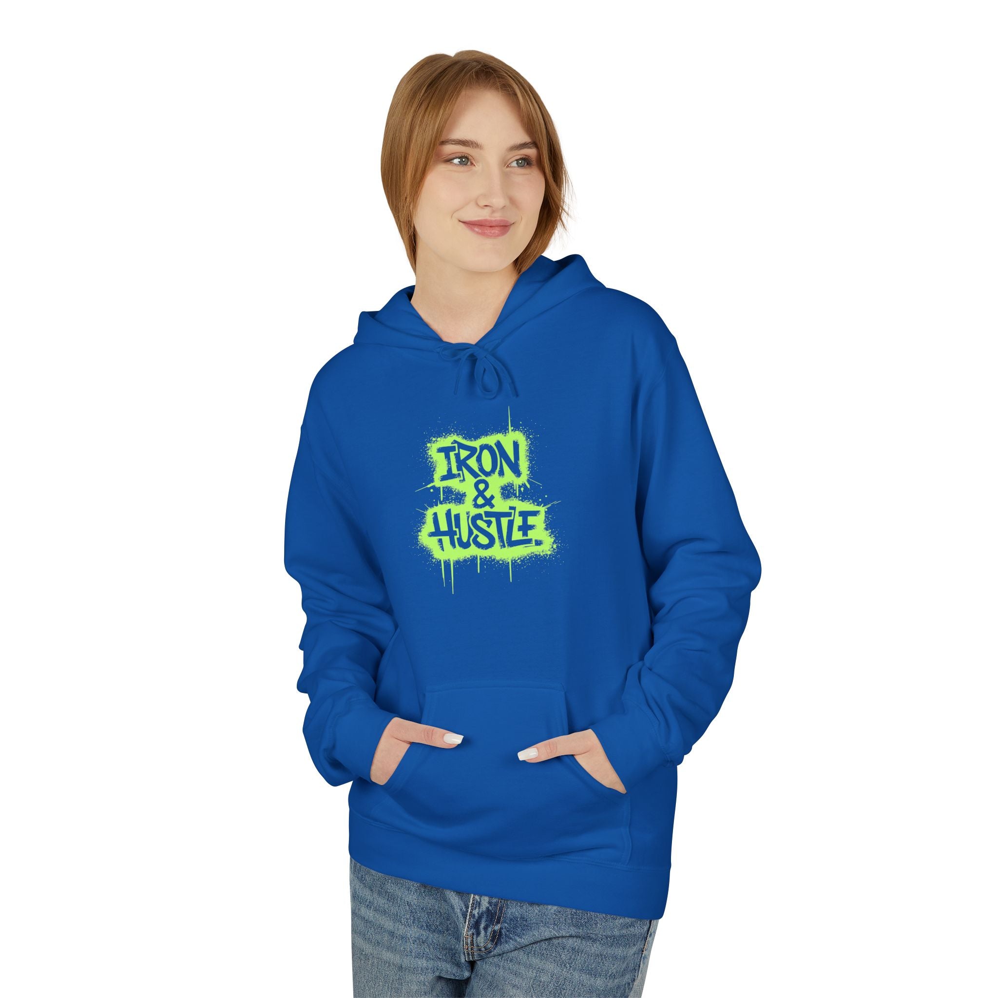 Neon Graffiti "Iron Heart" Hoodie — Streetwear Lightweight Pullover