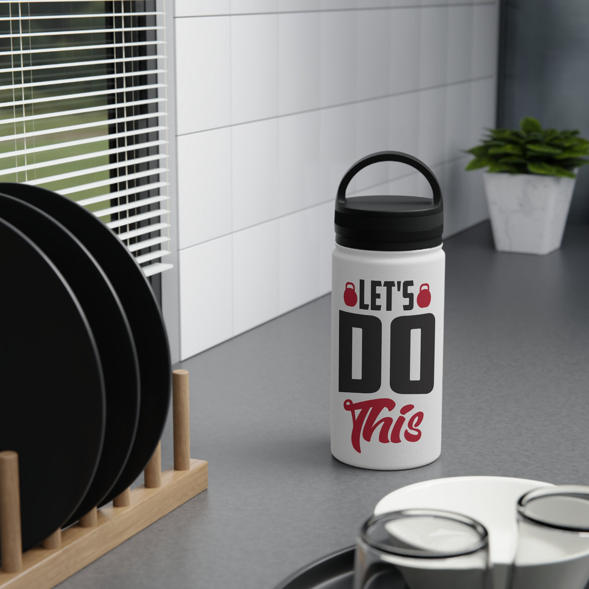 Let's Do This Stainless Steel Water Bottle — Motivational Gym Bottle with Handle Lid