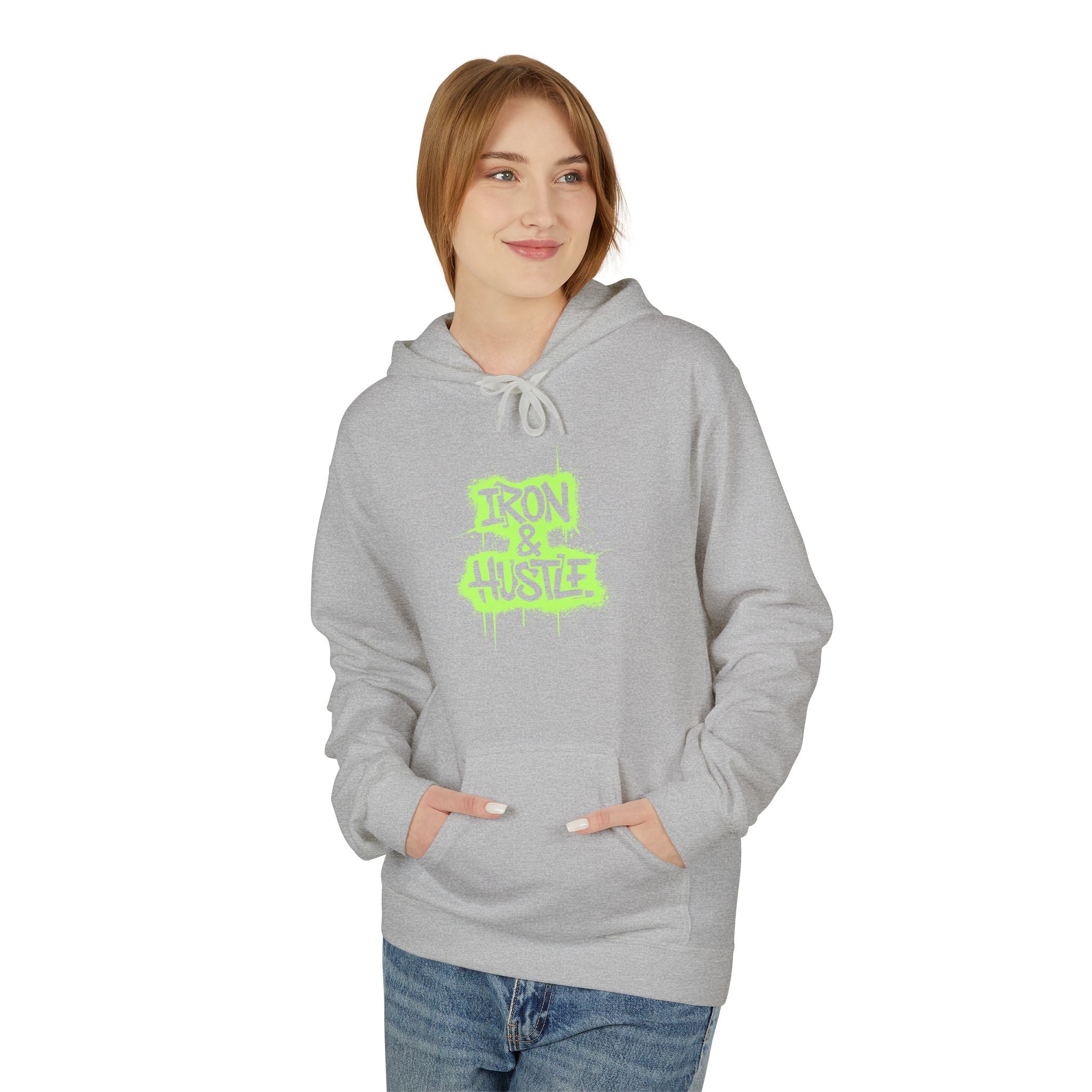 Neon Graffiti "Iron Heart" Hoodie — Streetwear Lightweight Pullover