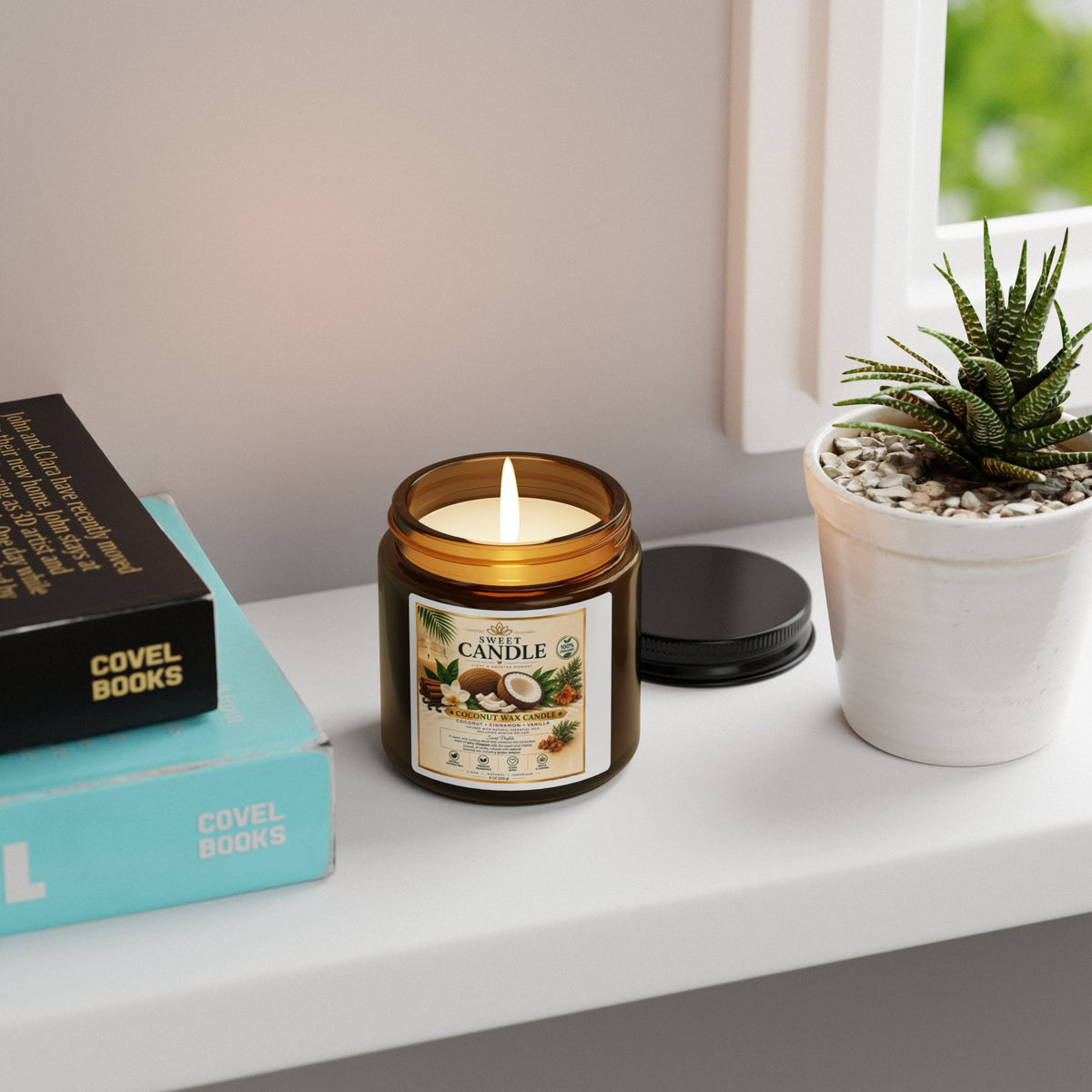Coconut + Pine Scented Soy Candle — Amber Jar (Multi-Size)
