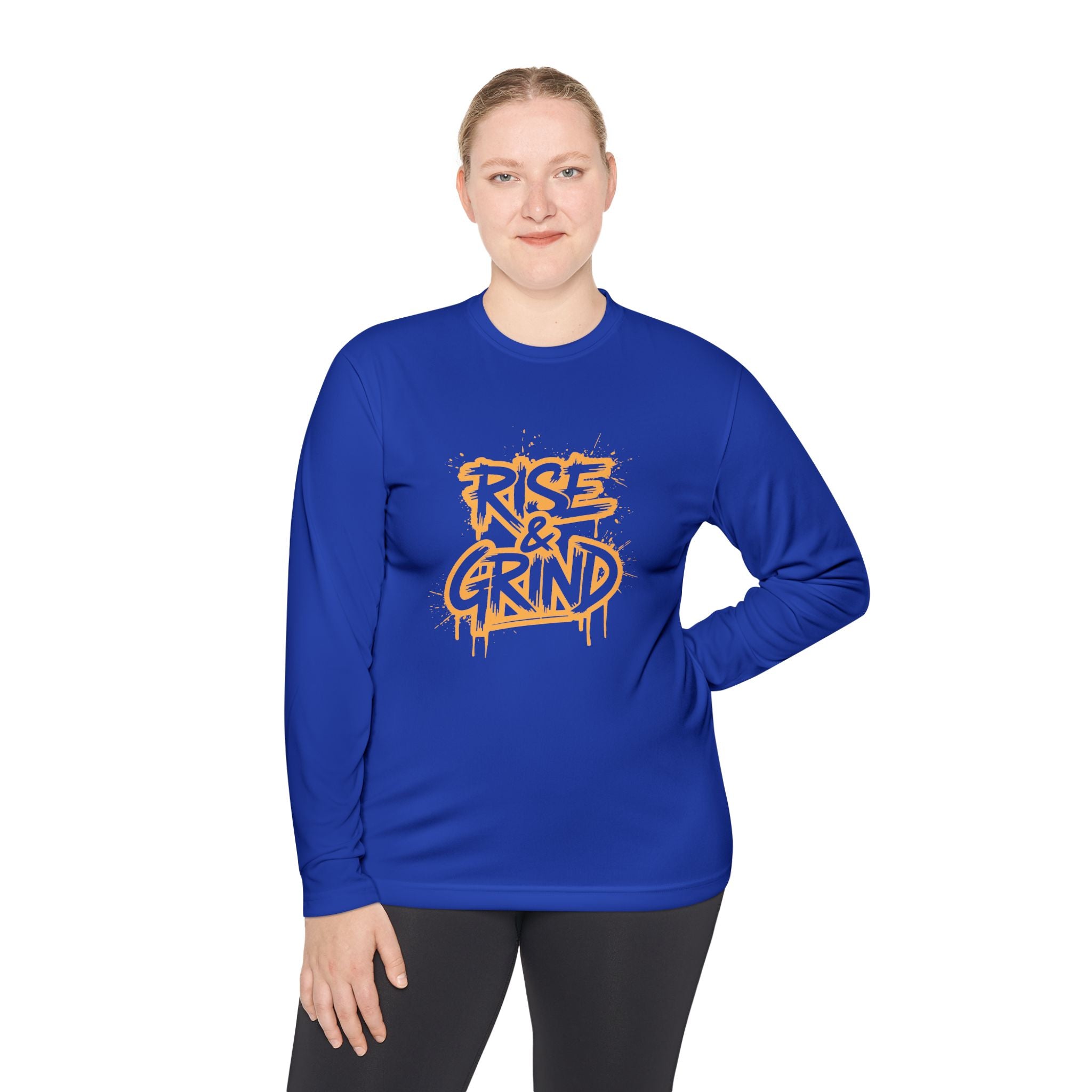 Rise & Grind Long Sleeve Tee — Retro Graffiti Motivational Shirt