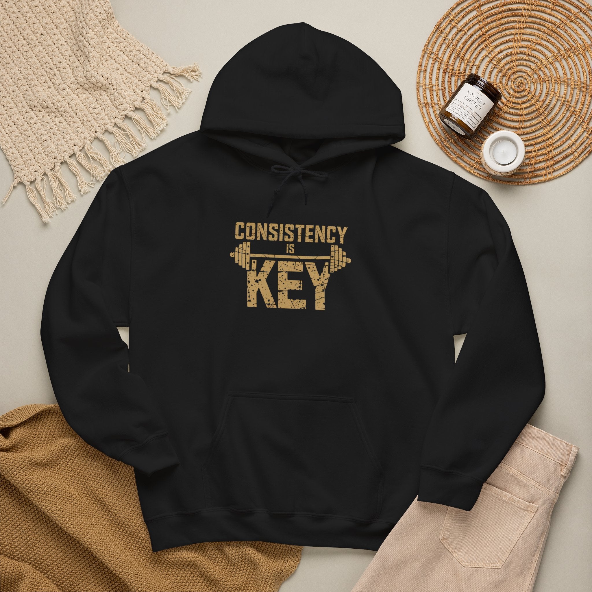 Consistency is Key Hoodie | Barbell Fitness Motivation Sweatshirt