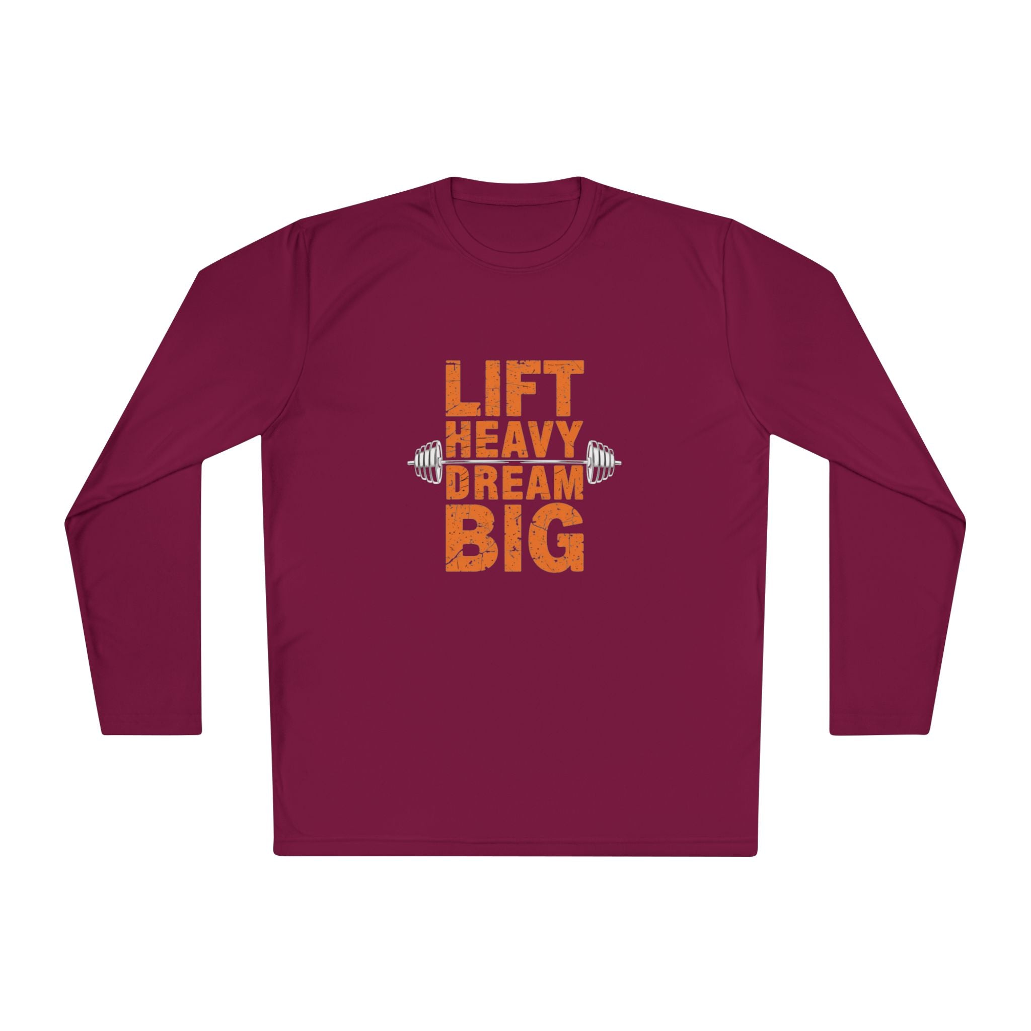 Long Sleeve Tee — "Lift Heavy Dream Big" Motivational Gym Shirt