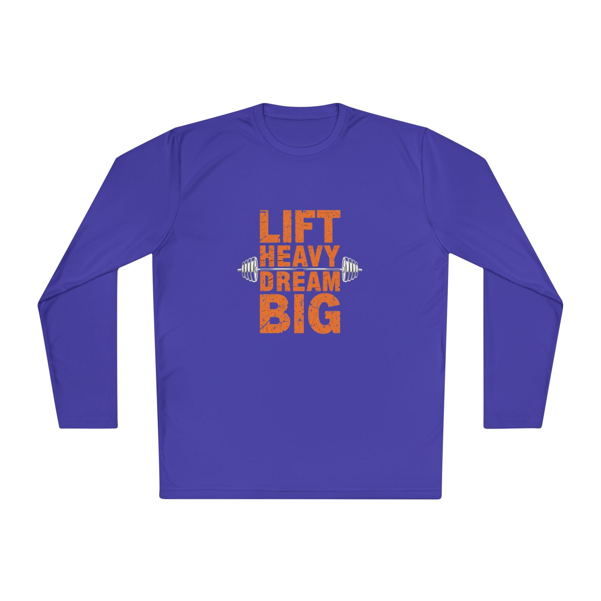 Long Sleeve Tee — "Lift Heavy Dream Big" Motivational Gym Shirt