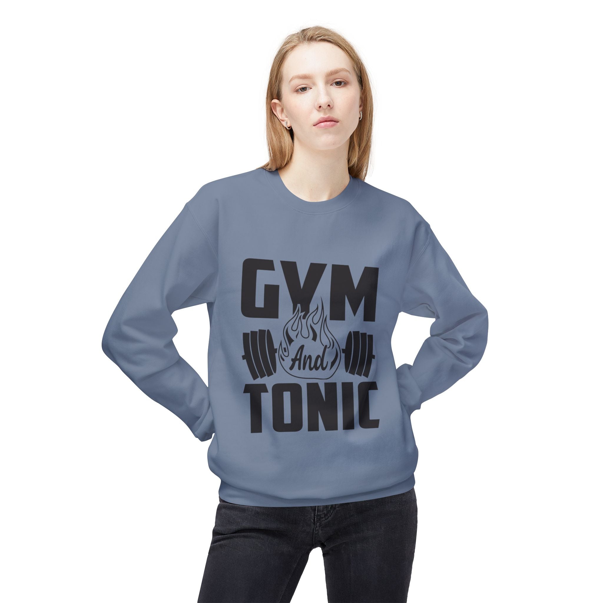 Gym and Tonic Sweatshirt | Fitness Barbell Graphic Crewneck
