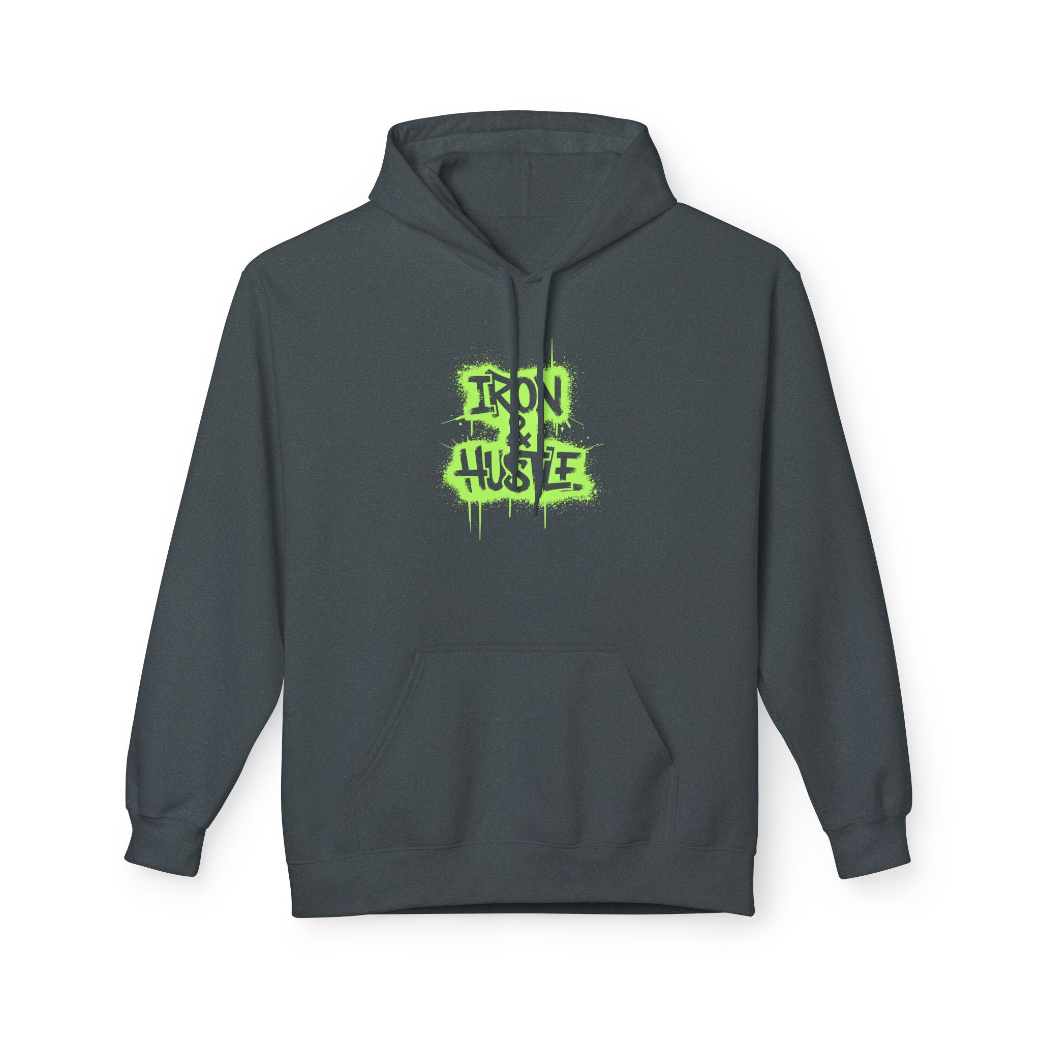 Neon Graffiti "Iron Heart" Hoodie — Streetwear Lightweight Pullover