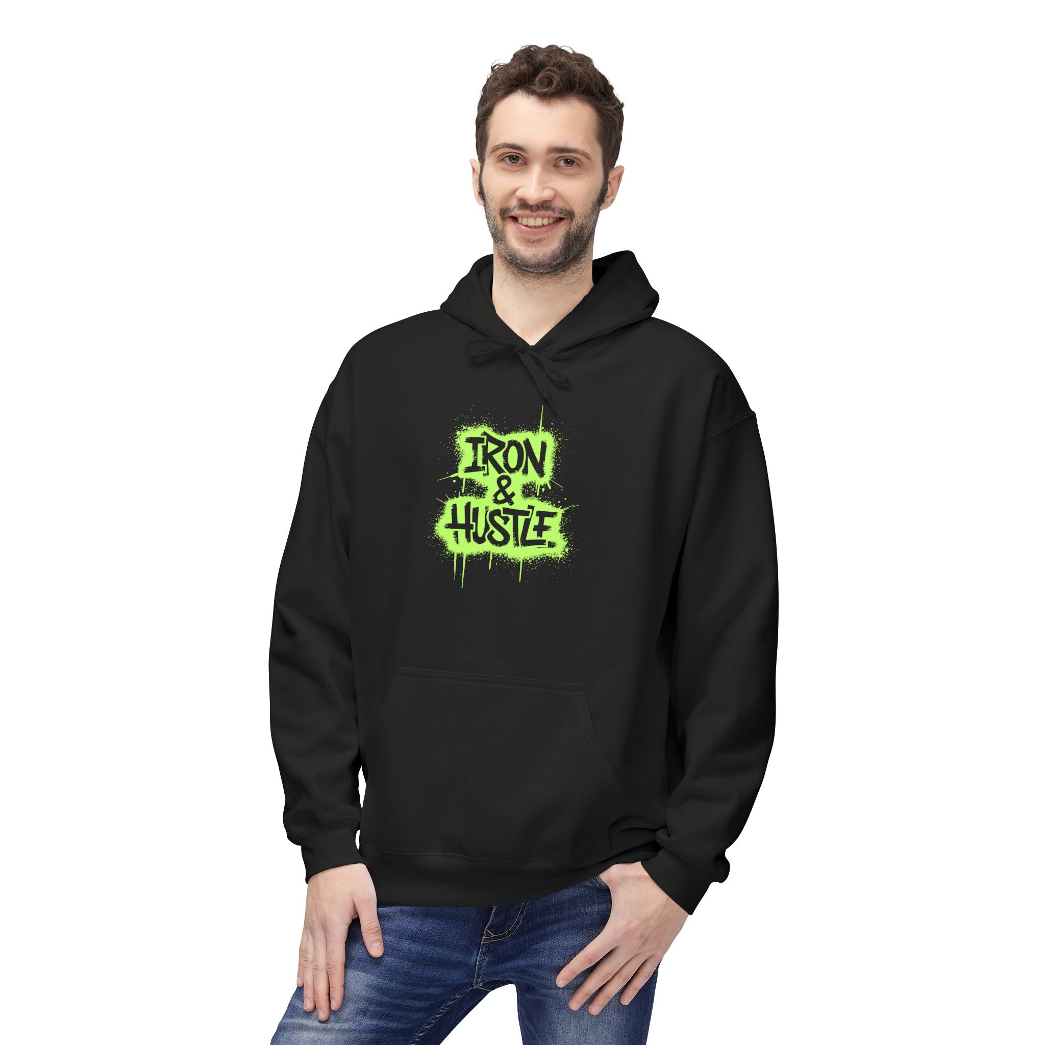 Neon Graffiti "Iron Heart" Hoodie — Streetwear Lightweight Pullover