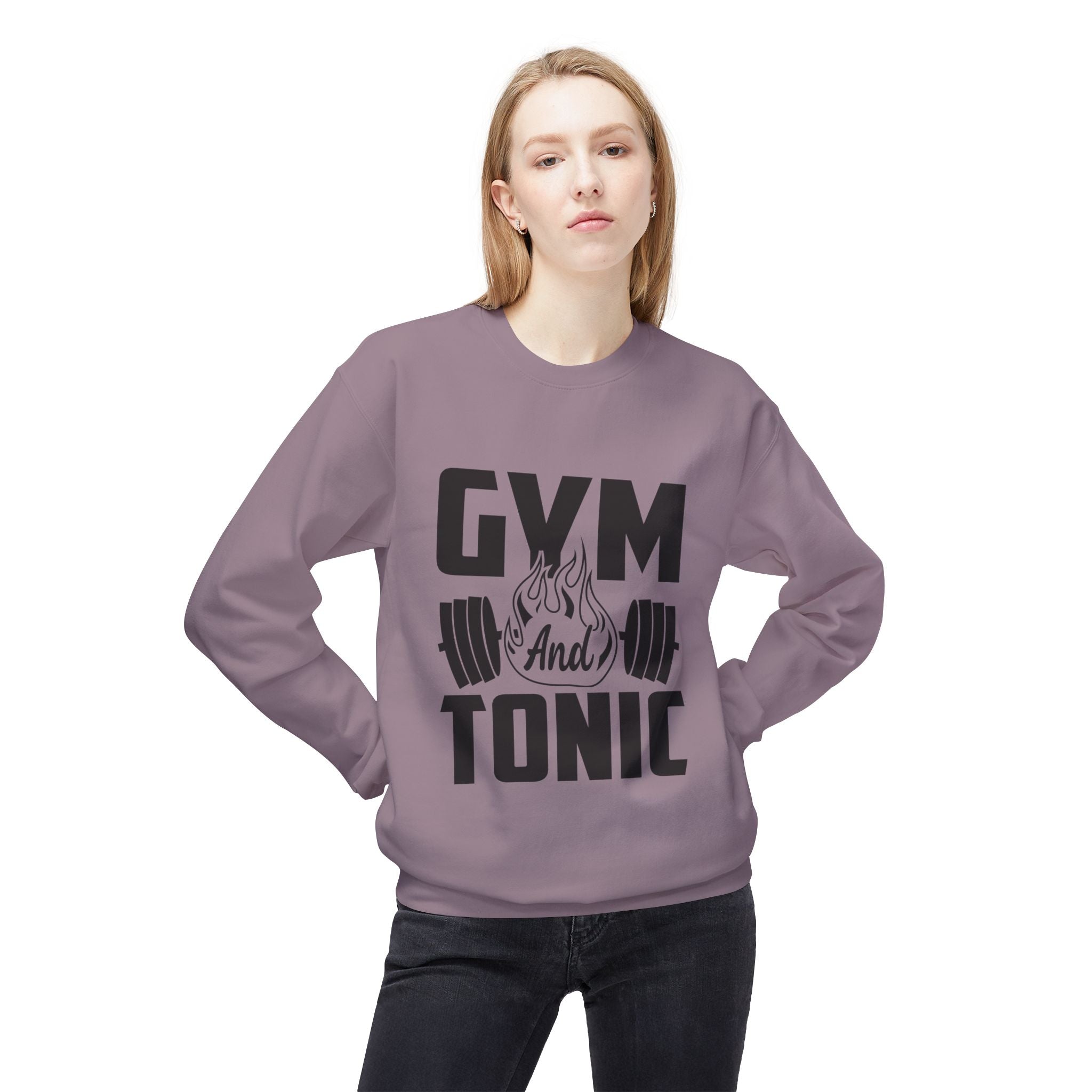 Gym and Tonic Sweatshirt | Fitness Barbell Graphic Crewneck