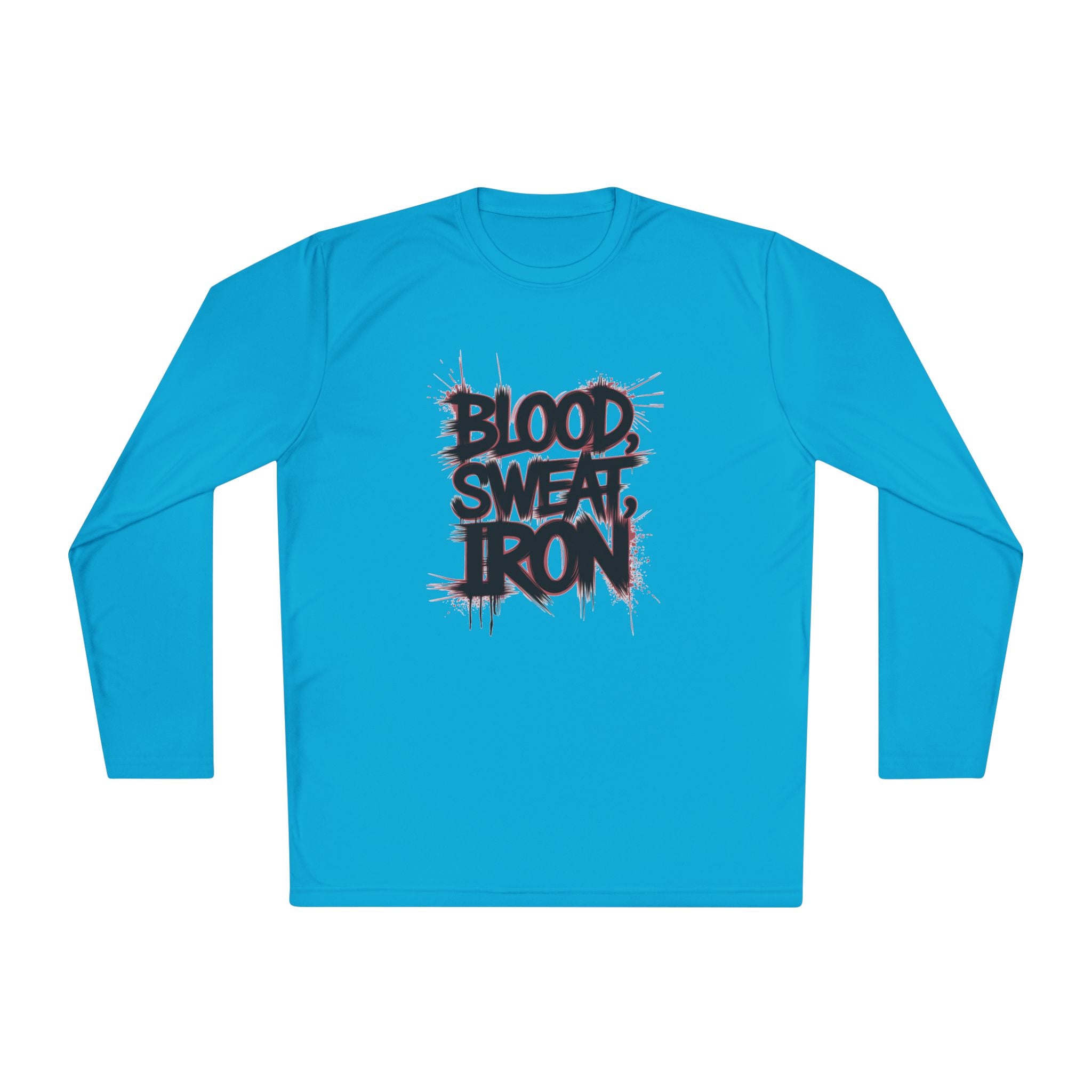 Long Sleeve Tee — "Blood Sweat Iron" Gym Workout Shirt