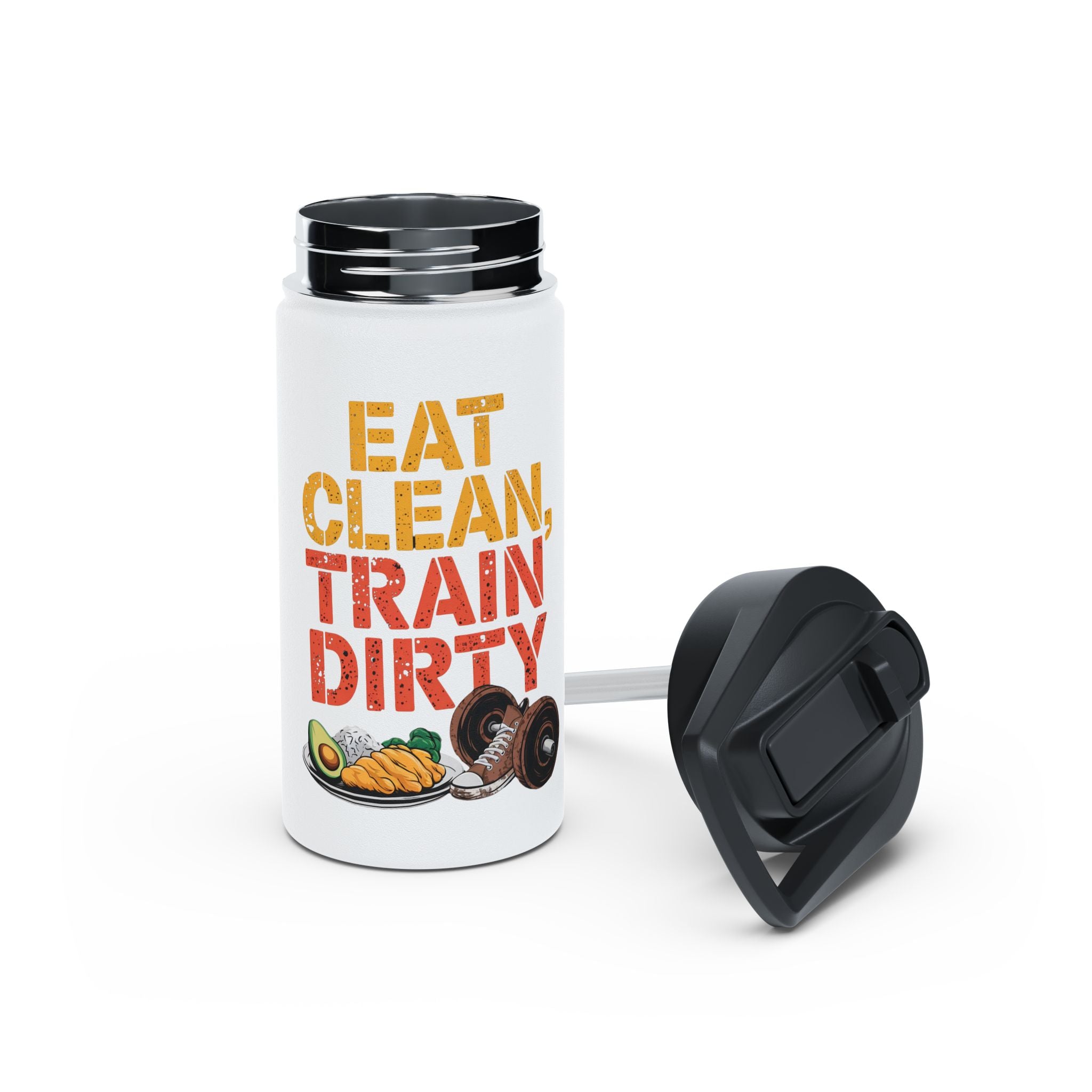 Stainless Water Bottle — "Eat Clean, Train Dirty" Fitness Bottle