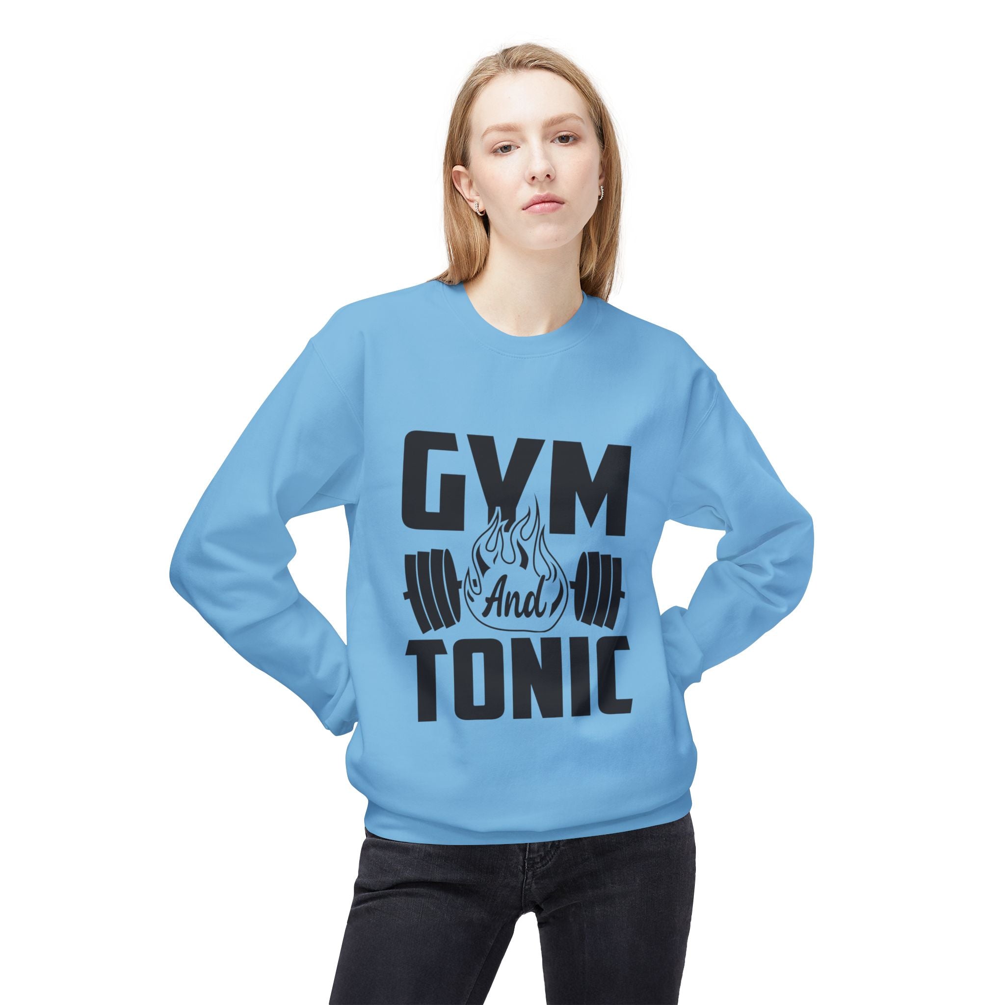 Gym and Tonic Sweatshirt | Fitness Barbell Graphic Crewneck