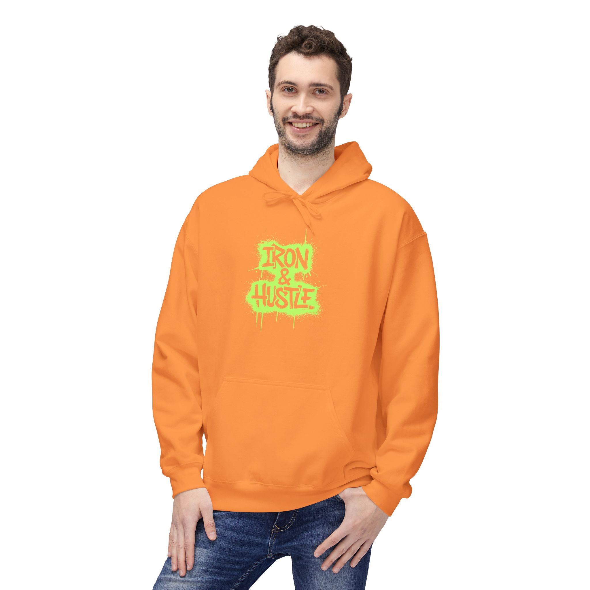 Neon Graffiti "Iron Heart" Hoodie — Streetwear Lightweight Pullover