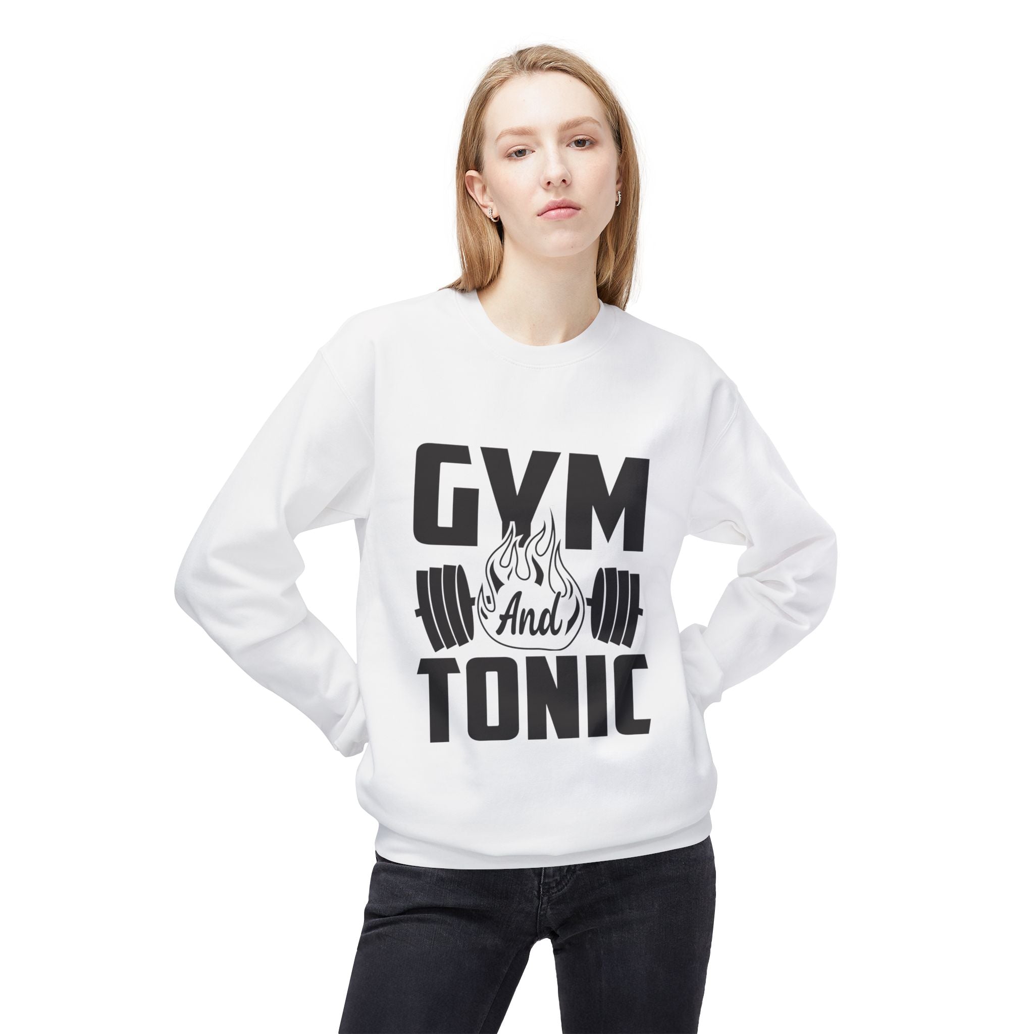 Gym and Tonic Sweatshirt | Fitness Barbell Graphic Crewneck