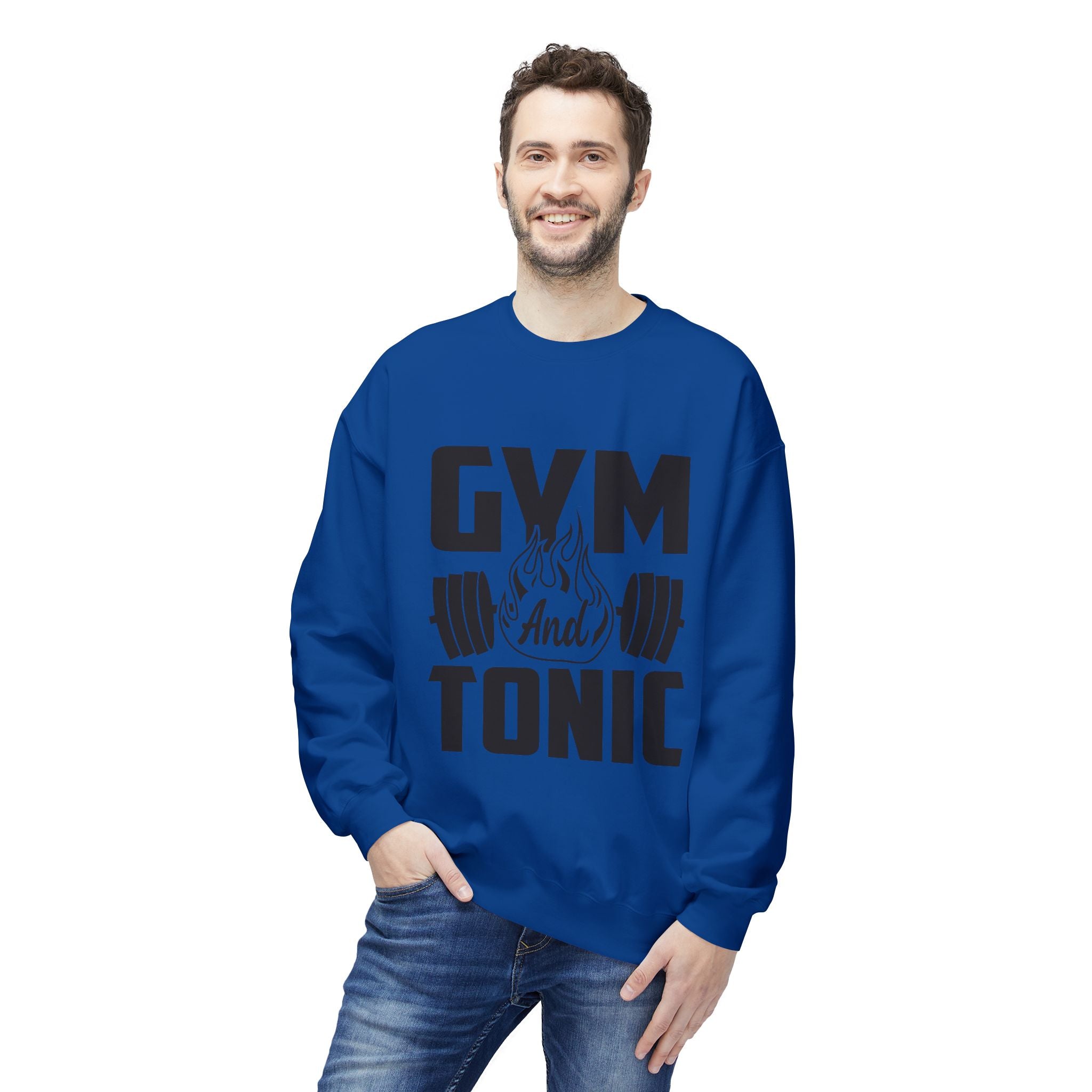 Gym and Tonic Sweatshirt | Fitness Barbell Graphic Crewneck