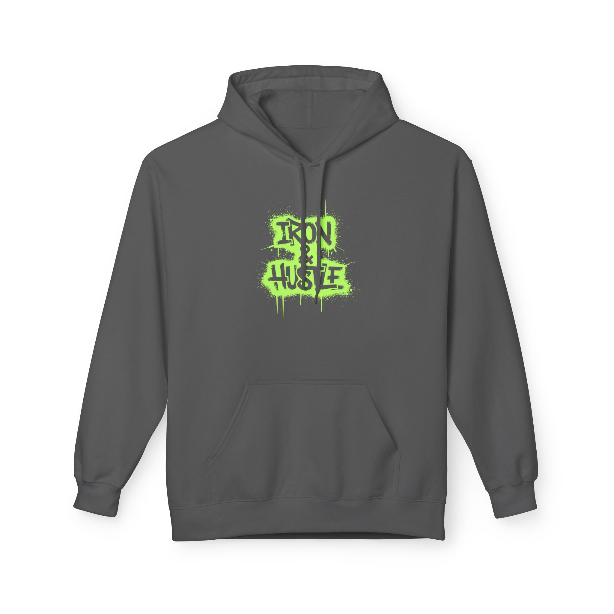 Neon Graffiti "Iron Heart" Hoodie — Streetwear Lightweight Pullover