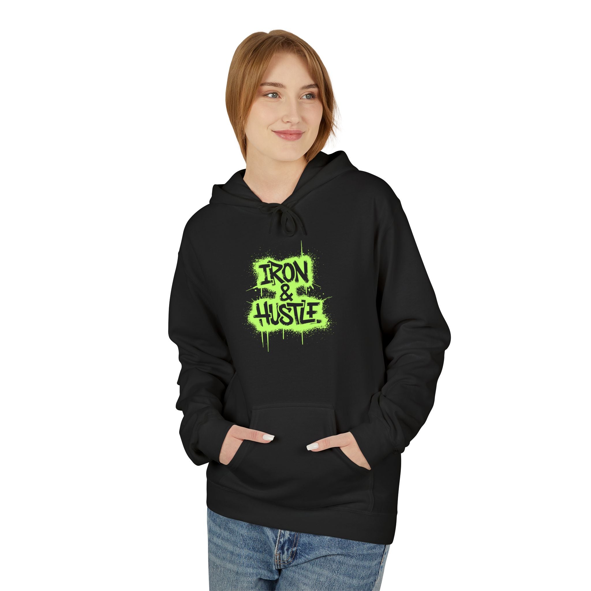 Neon Graffiti "Iron Heart" Hoodie — Streetwear Lightweight Pullover